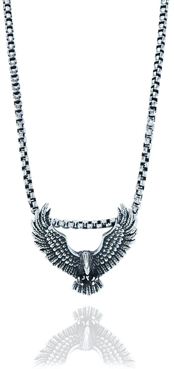 Kette mit Anhänger Karisma Edelstahl Kettenanhänger Adler Oxidiert Edelstahlkette 4mm