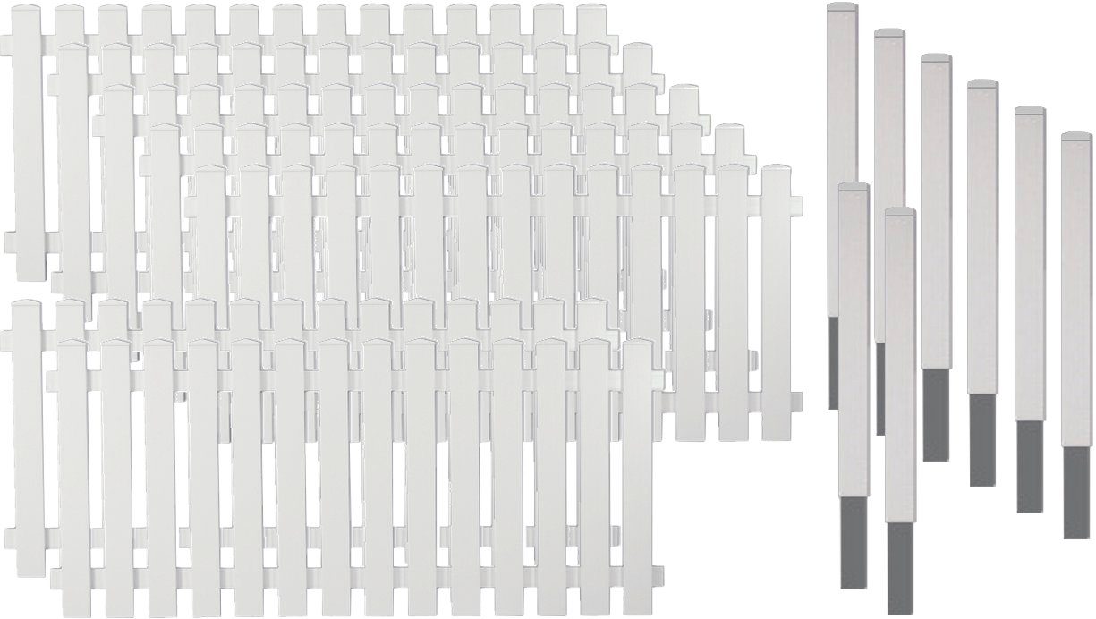 Tetzner & Jentzsch Gartenzaun Lexington 5, (Set), Kunststoff, 80 cm hoch, 7 Elemente für 13,32 m, mit 8 Alu-Pfosten
