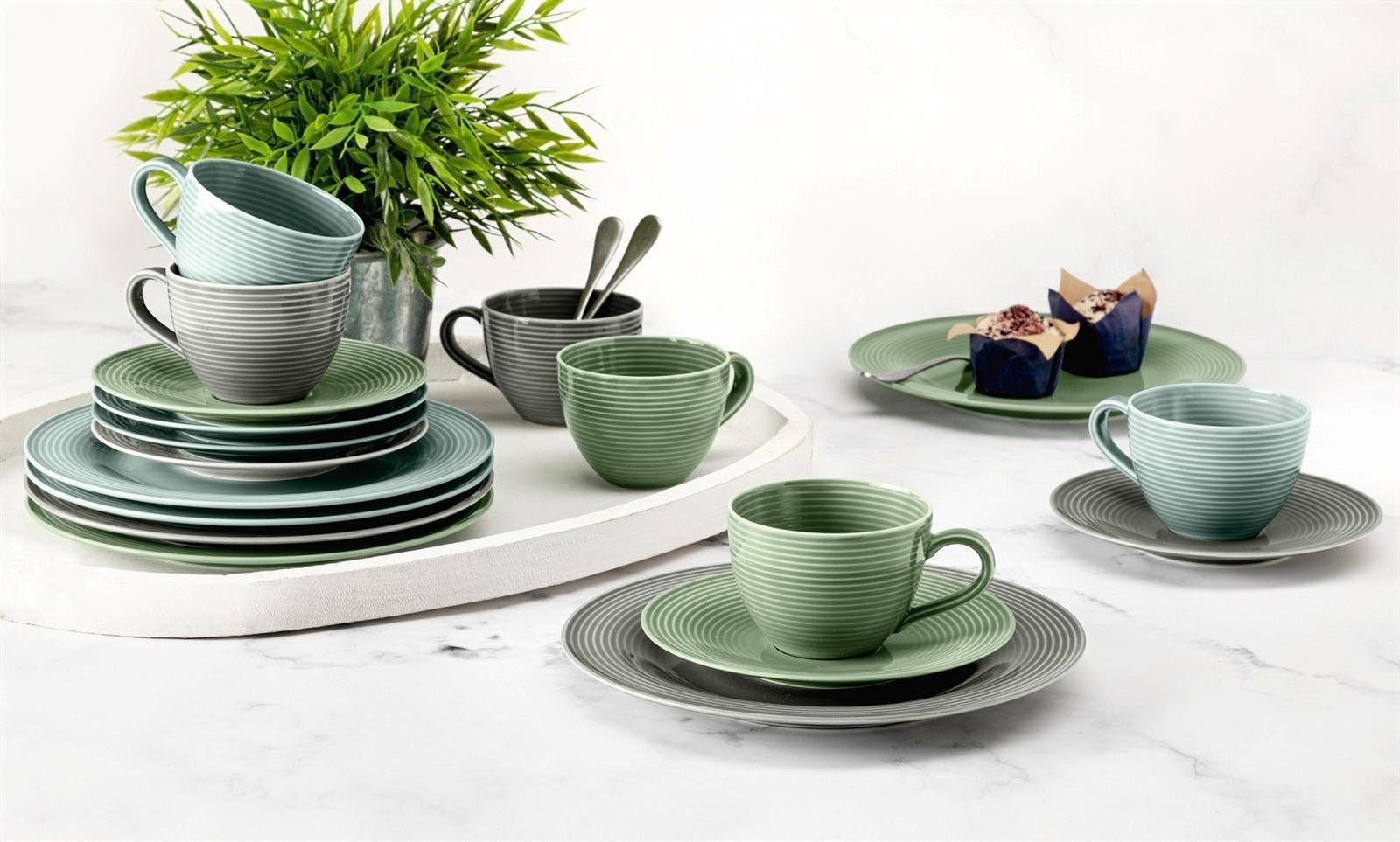 Seltmann Weiden Kaffeeservice Seltmann Weiden Beat Kaffeeservice 18-tlg. 3 Farben, 6 Personen, Porzellan