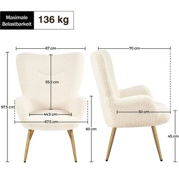 Yaheetech Relaxsessel, Ohrensessel Armsessel Polsterstuhl mit klappbare Rückenlehne