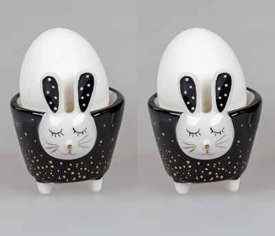 Small-Preis Eierbecher Oster Eierbecher von Formano im 2er Set schwarz weiß Trend Style, aus Keramik