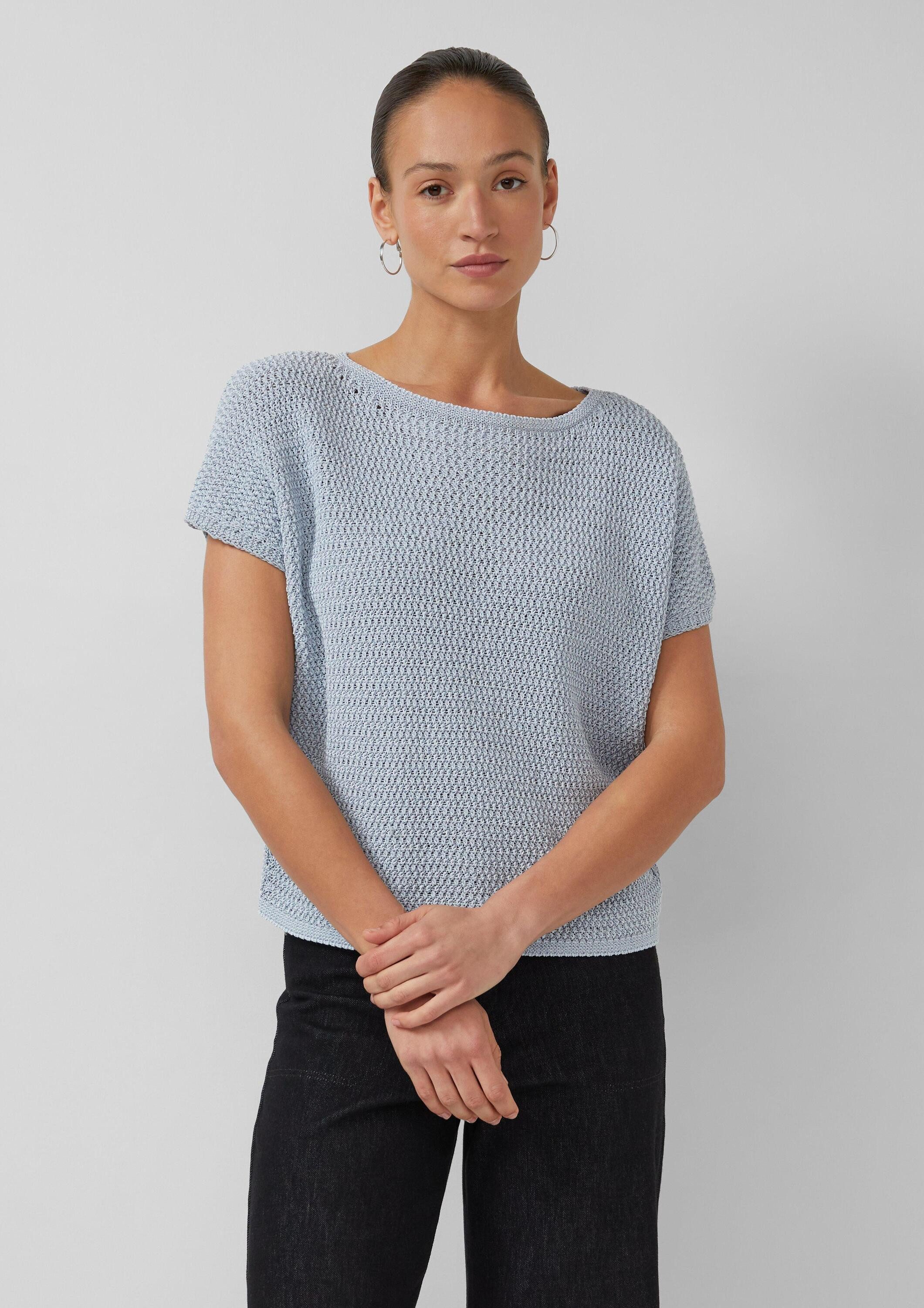 s.Oliver Kurzarmpullover Strickpullunder Shirt mit Strickmuster im Relaxed Fit