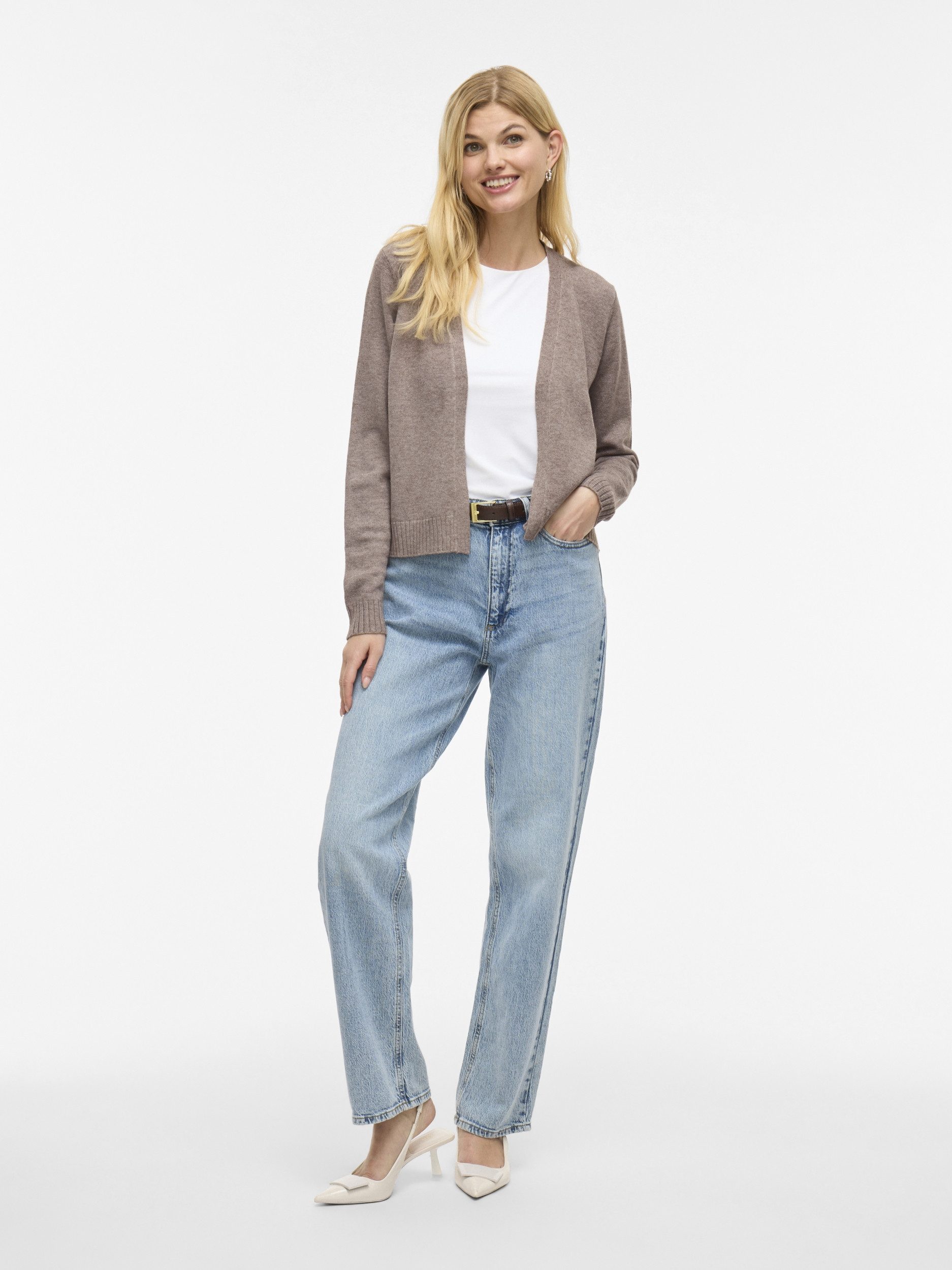 Vila Strickjacke VIRIL SHORT L/S KNIT CARDIGAN-NOOS 302343001 Falcon/MEL – Bild 5 von 5