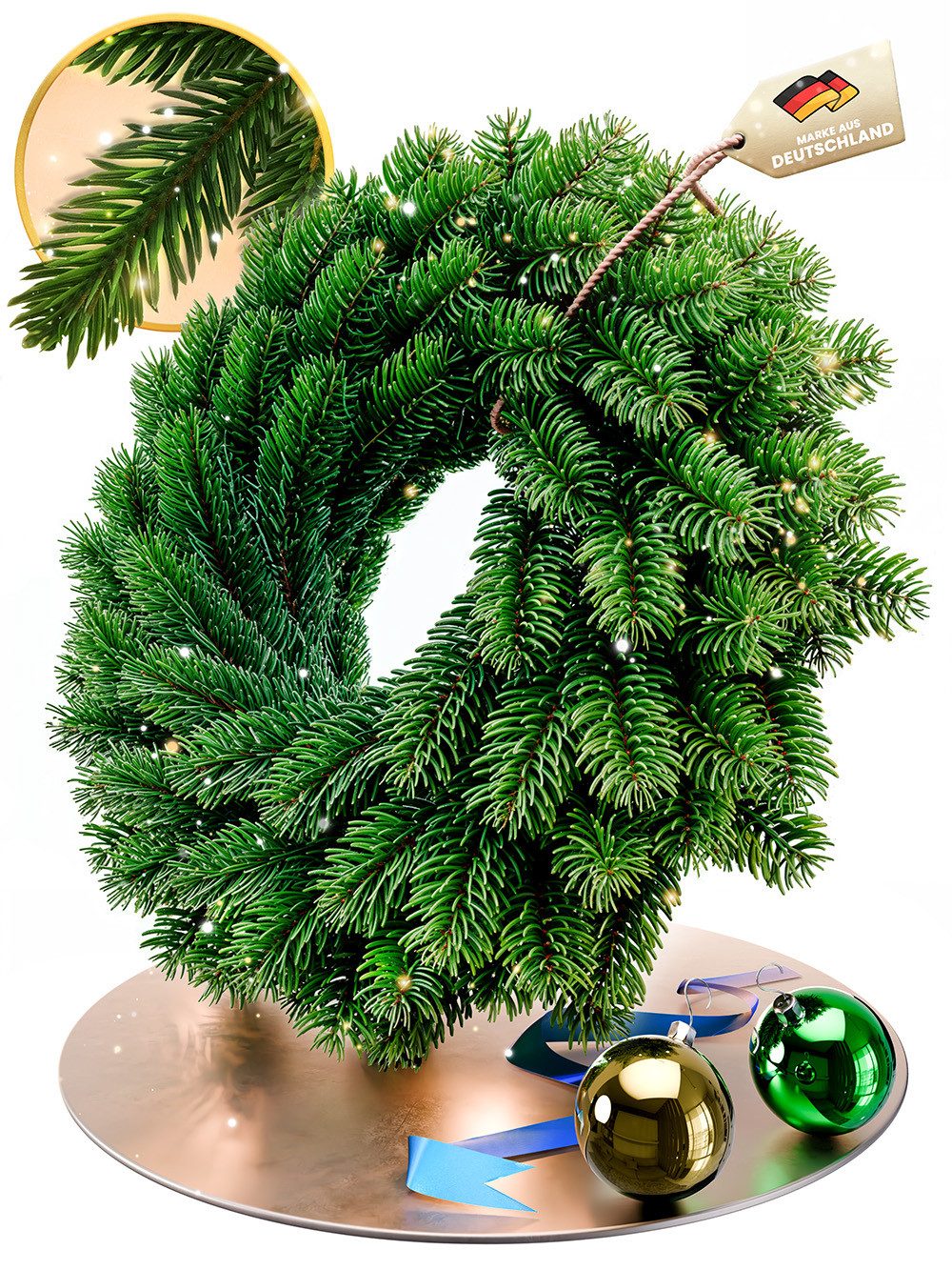 Kunstkranz Weihnachtskranz künstlich – Festliche Tür- und Wanddekoration, ArtiTree, Höhe 60 cm