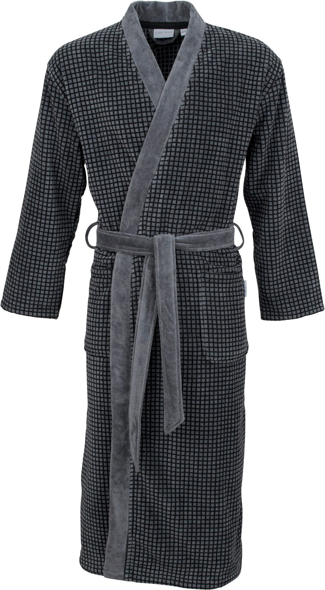 Carl Ross Herrenbademantel Velours, Langform, Velours, Kimono-Kragen, Gürtel, Kimono