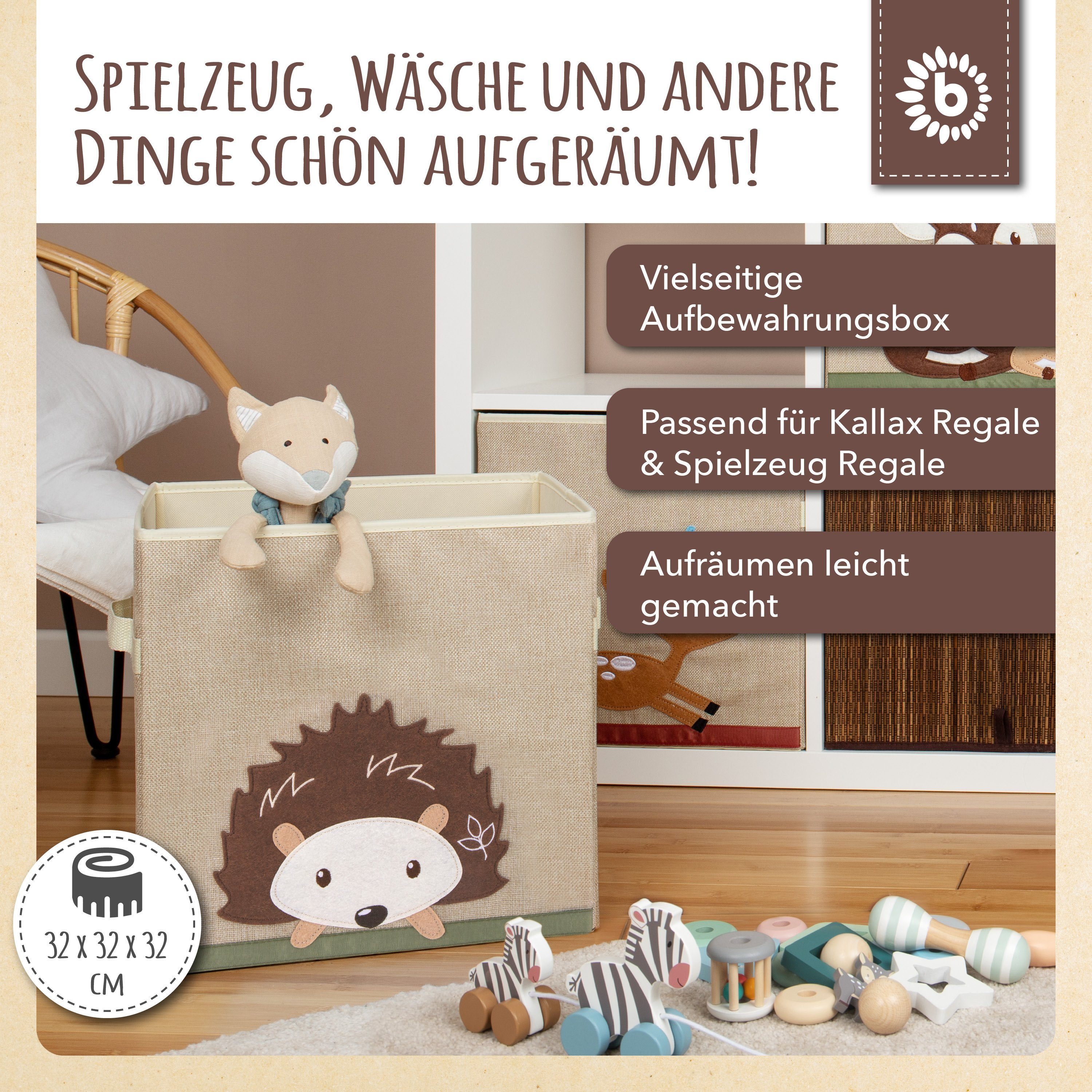 BIECO Spielzeugtruhe Bieco Kinder Aufbewahrungsbox Igel 36L, faltbar Kallax günstig online kaufen
