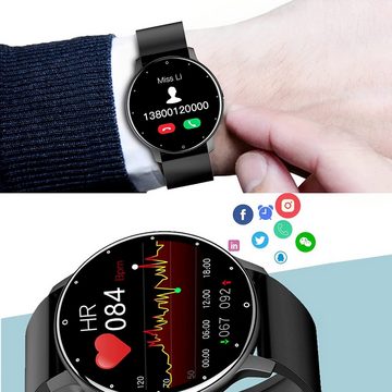 Bedee Smartwatch Herren Fitness Tracker mit Pulsmesser und Schlafmonitor Smartwatch (1.28 Zoll), 1-tlg., Fitnessuhr wasserdicht IP67, Smartwatch für iOS und Android Damen Herren