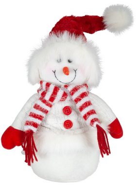 Christmas Paradise Weihnachtsfigur Schneemann 35cm (48cm) (Dekofiguren, 2 St., im Set), Doppelpack, 2 Designs, Rot-Weiß, Weihnachtsdeko