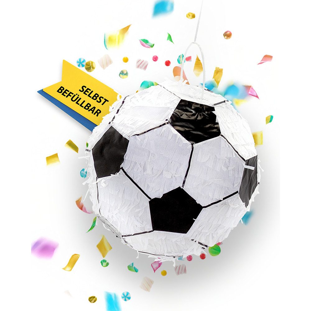 Boland Pinata Pinata Fußball Ø 30 cm Schlag-Pinata für Kindergeburtstag Sport-Party, Individuell befüllbar (ungefüllt geliefert), klassisches Design