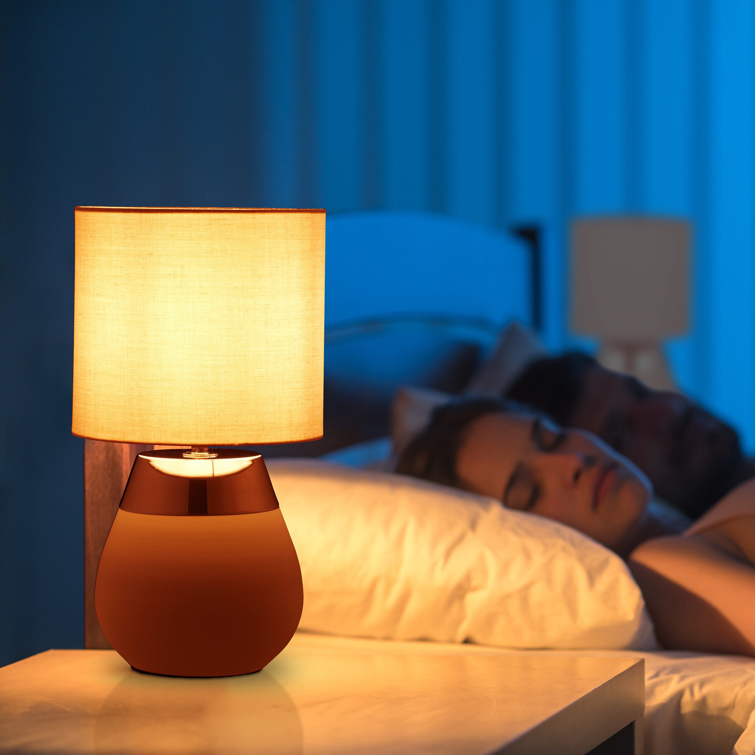 relaxdays Nachttischlampe Tischlampe mit Stoffschirm, ohne günstig online kaufen