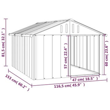 vidaXL Hundezwinger Hundehütte Anthrazit 116,5x153x81,5 cm Verzinkter Stahl