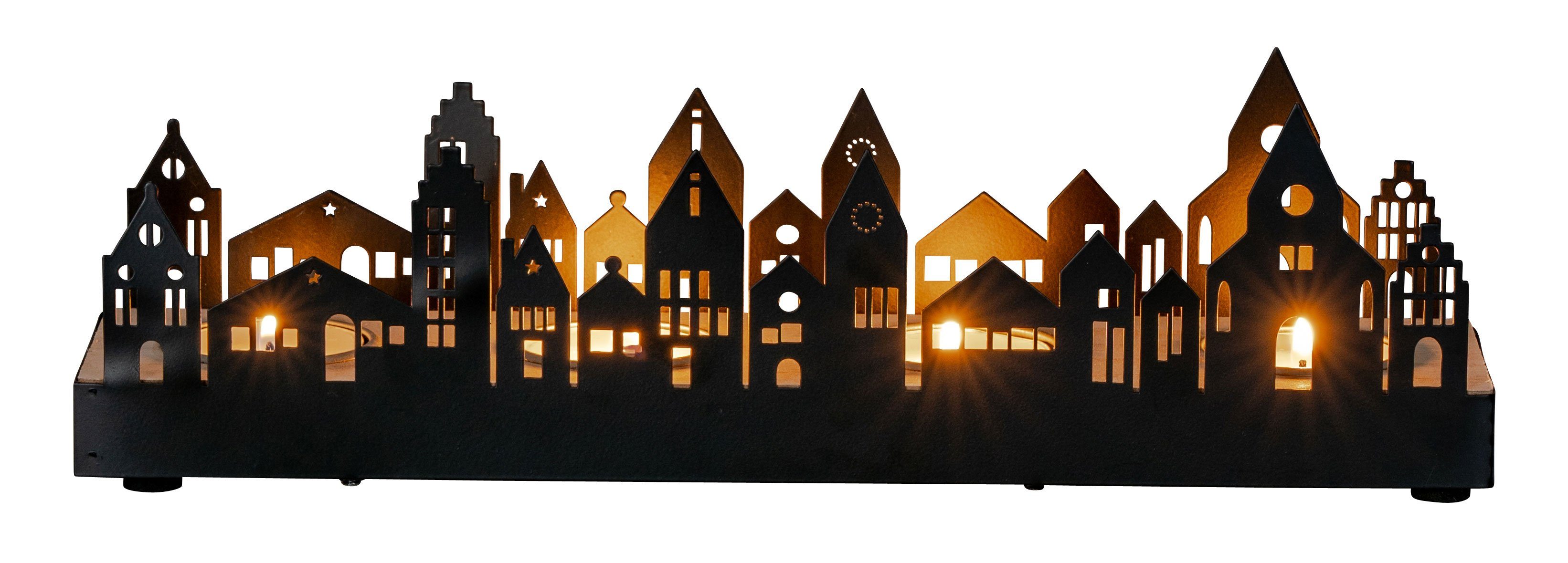 Levandeo® Teelichthalter, Teelichthalter Schwarz Metall Haus Tischdeko Kerz günstig online kaufen