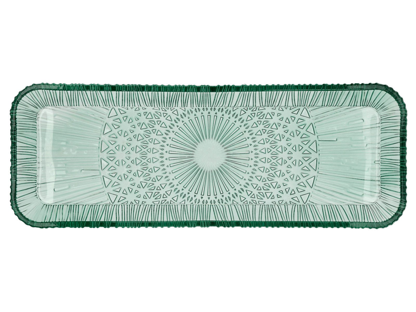 Bitz Servierplatte Kusintha Servierplatte rechteckig grün 38 x 14cm, Glas, (Platten), Servierplatte rechteckig Kusintha 38 x 14 cm Grün