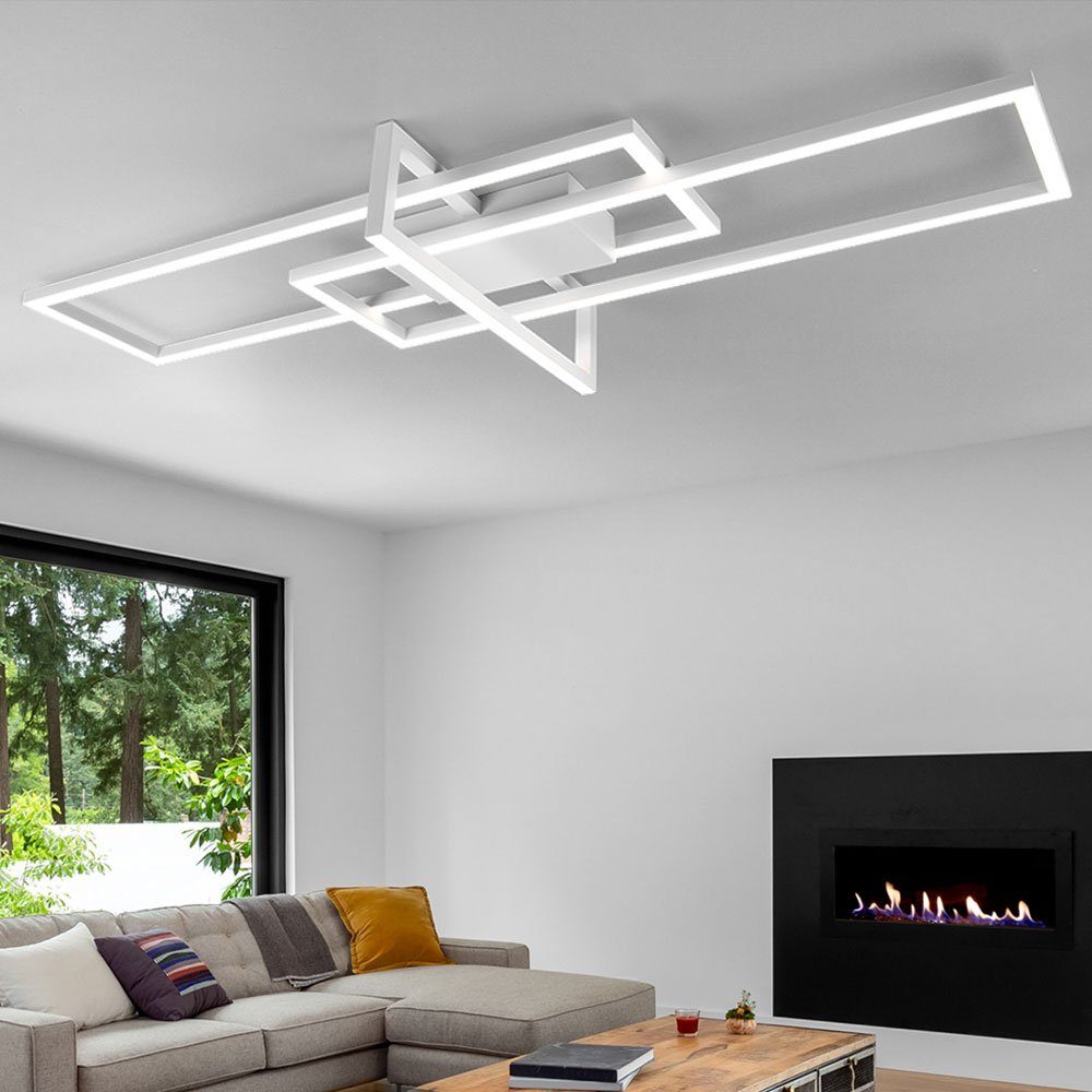 TRIO Leuchten LED Deckenleuchte, LED-Leuchtmittel fest verbaut, Neutralweiß, Deckenlampe eckig Deckenlampe dimmbar Lichtschalter Wohnzimmerleuchte