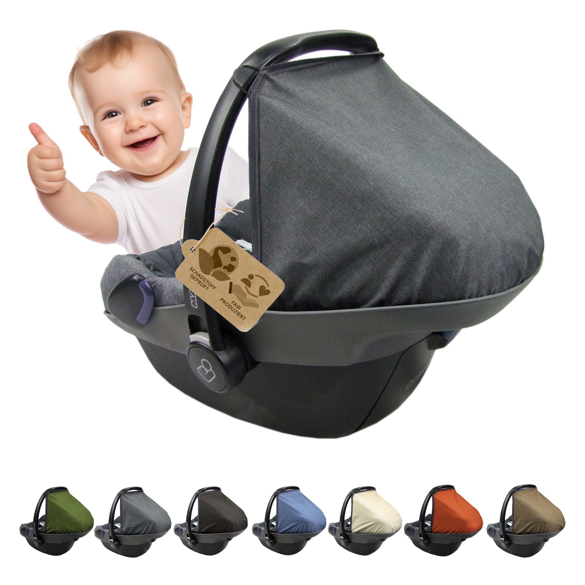 BambiniWelt by Rafael K. Babyschale Sonnenverdeck für Babyschale kompatibel mit Maxi Cosi Pebble + KP, ab: 0+, bis: 14 Monate