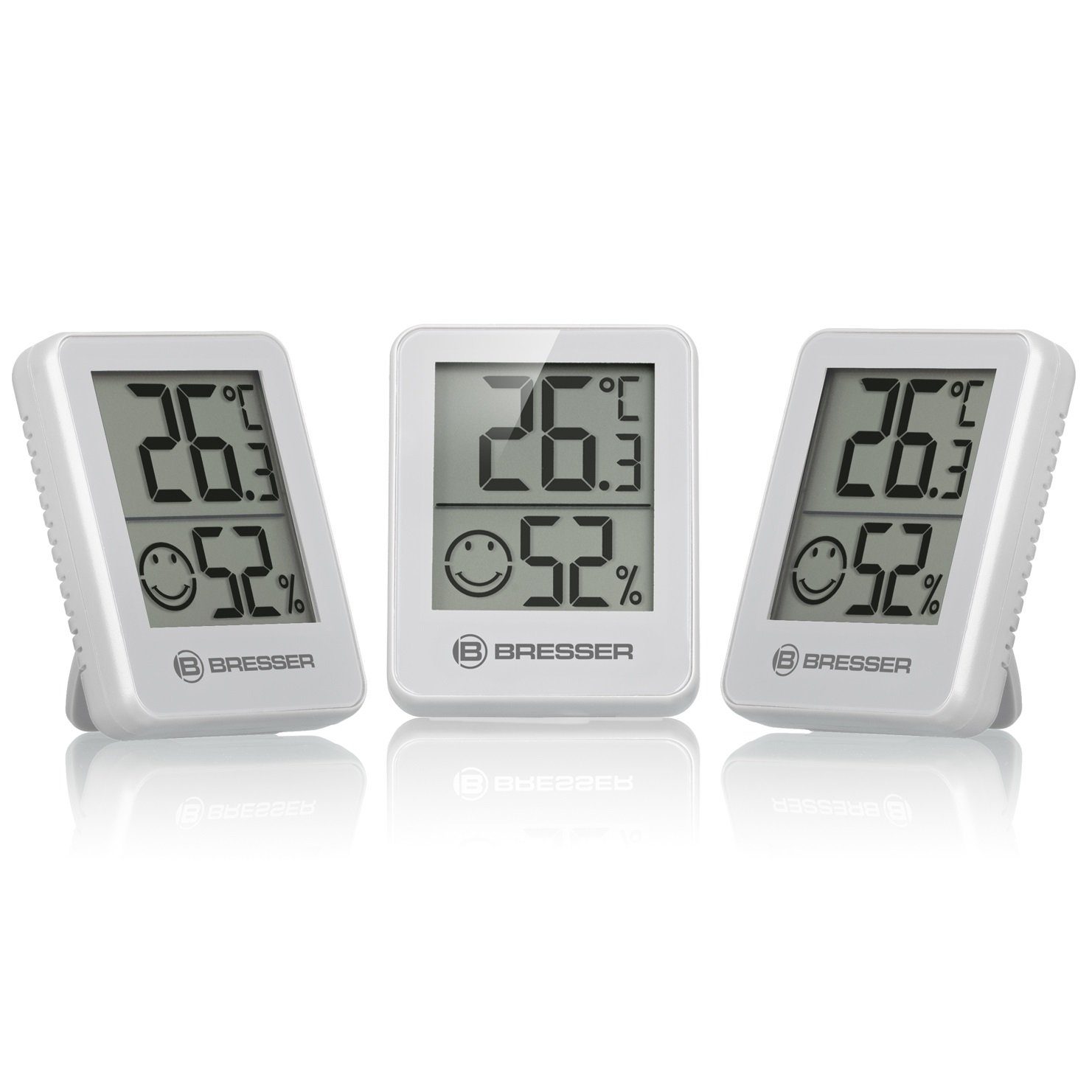 BRESSER Hygrometer Temeo Hygro Indikator 3er Set Thermometer / Temperaturmessgerät weiss