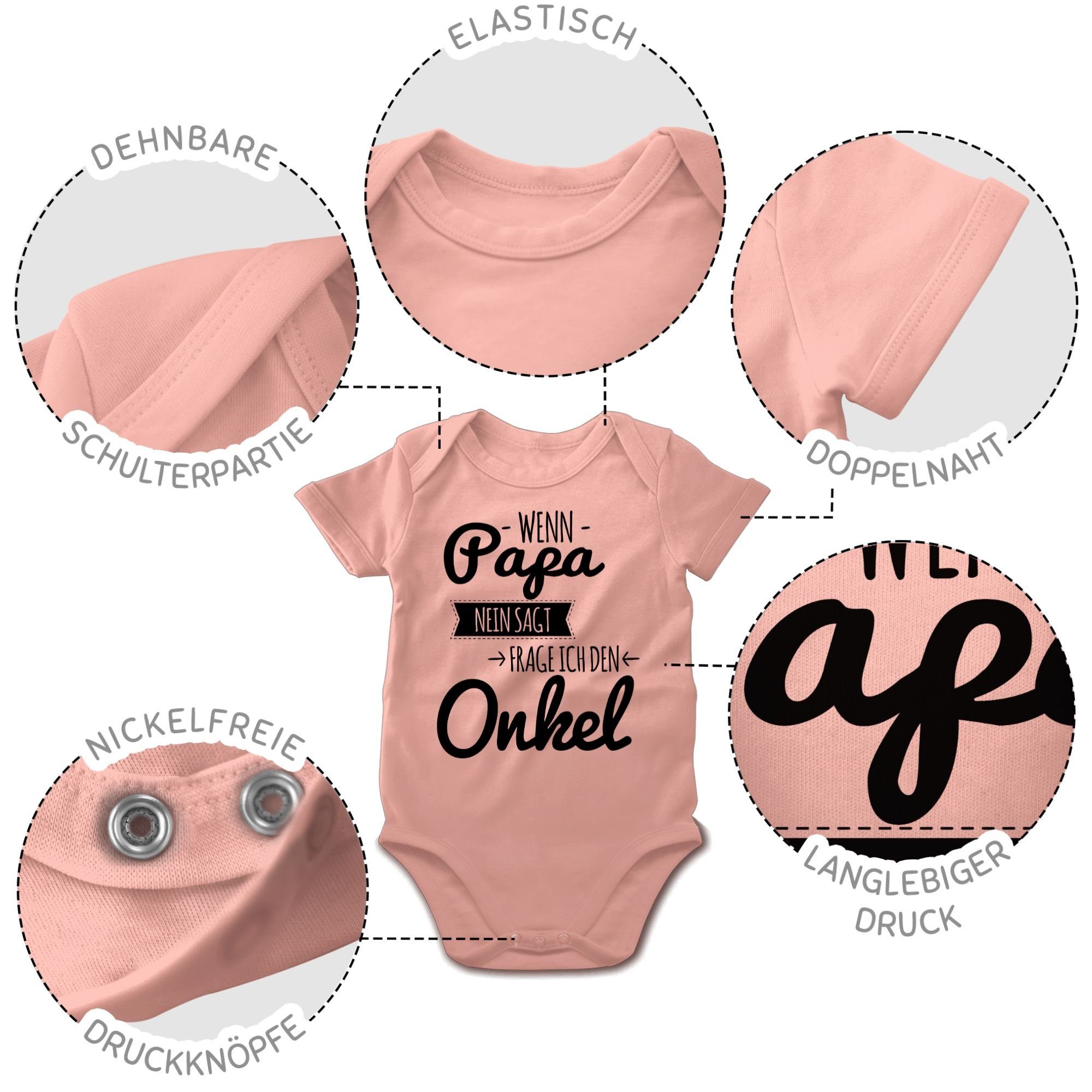 - nein Shirtbody Baby den Onkel Wenn Shirtracer frage Sprüche Babyrosa ich schwarz 1 Papa sagt