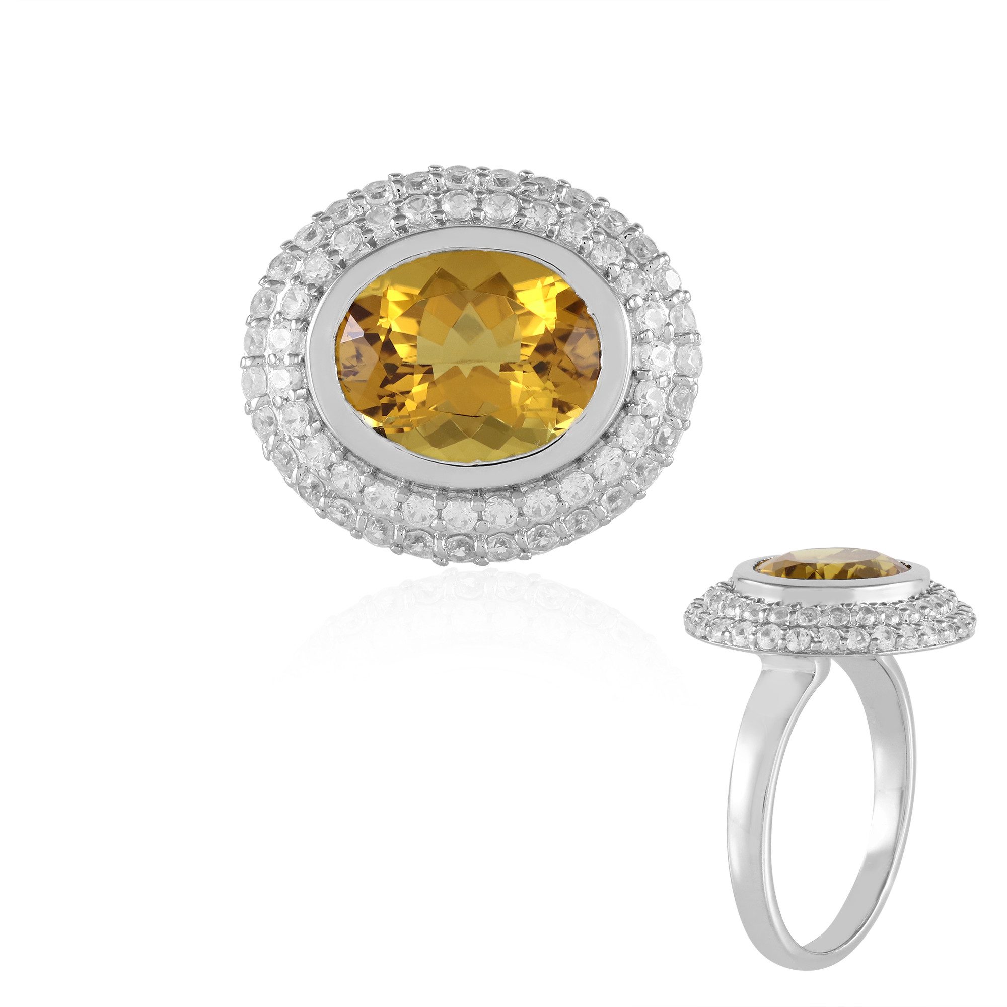 Cavill Silberring Cavill Ring Sterlingsilber platin, Skapolith 2,95 ct, Zirkon 1,20 ct (1-tlg)