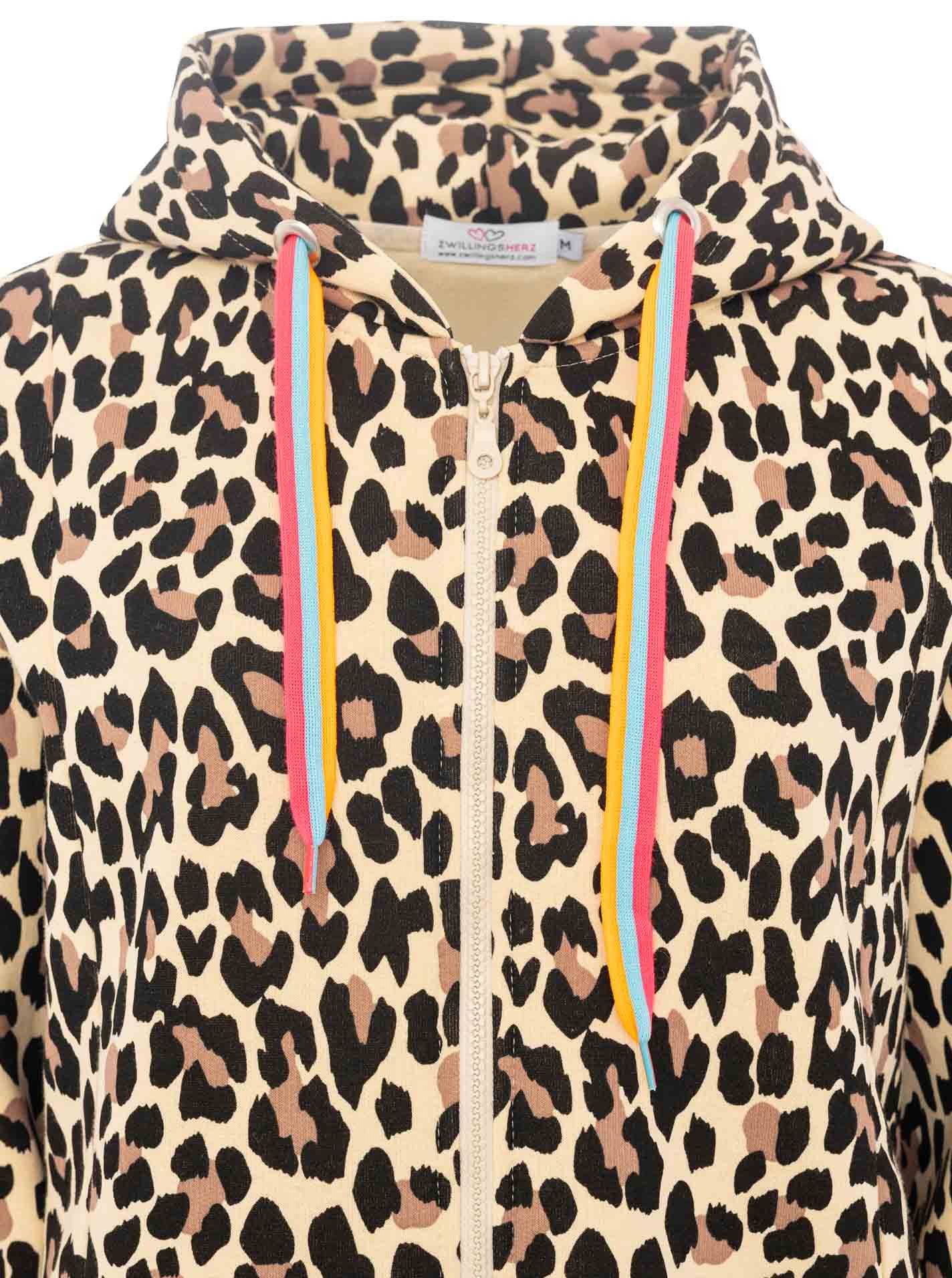 Zwillingsherz Jerseymantel "Leo allover Neon Kante" mit Kapuze und Taschen, Neondetails