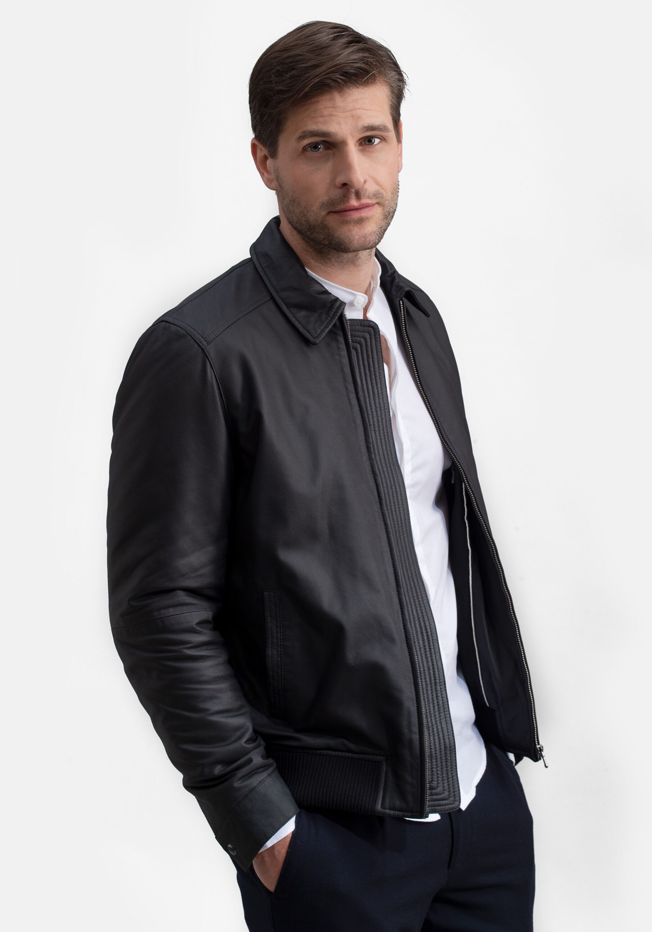 18N62 Lederjacke NEBenelli (1-St) mit Reverskragen