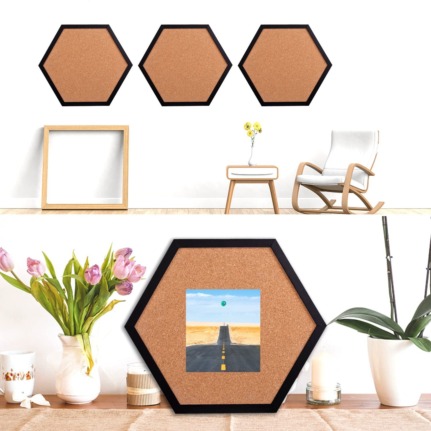 Agger Pinnwand Filz Pinnwand, 2er-Pack, Korktafel, Visionboard, Fotowand, (2-tlg), & Memoboard für Büro, Kinderzimmer & Schule, Haferfarben