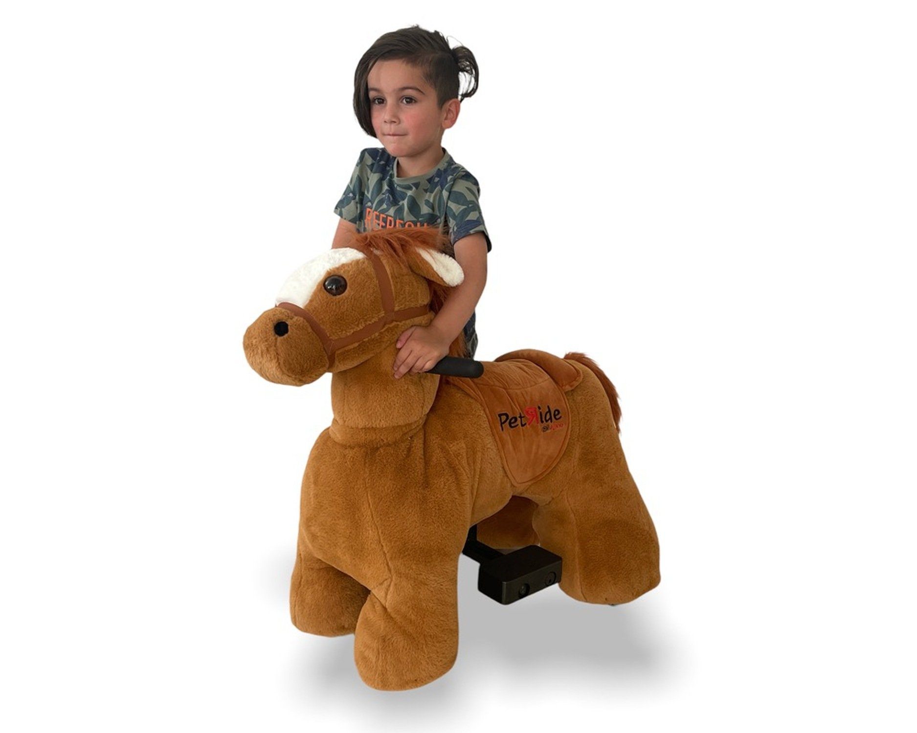 TPFLiving Reittier Pferd Jolly mit Fernbedienung - 2 x 12 Volt - 7Ah-Akku, Reittier groß - Reitpferd mit Rollen - Farbe: braun