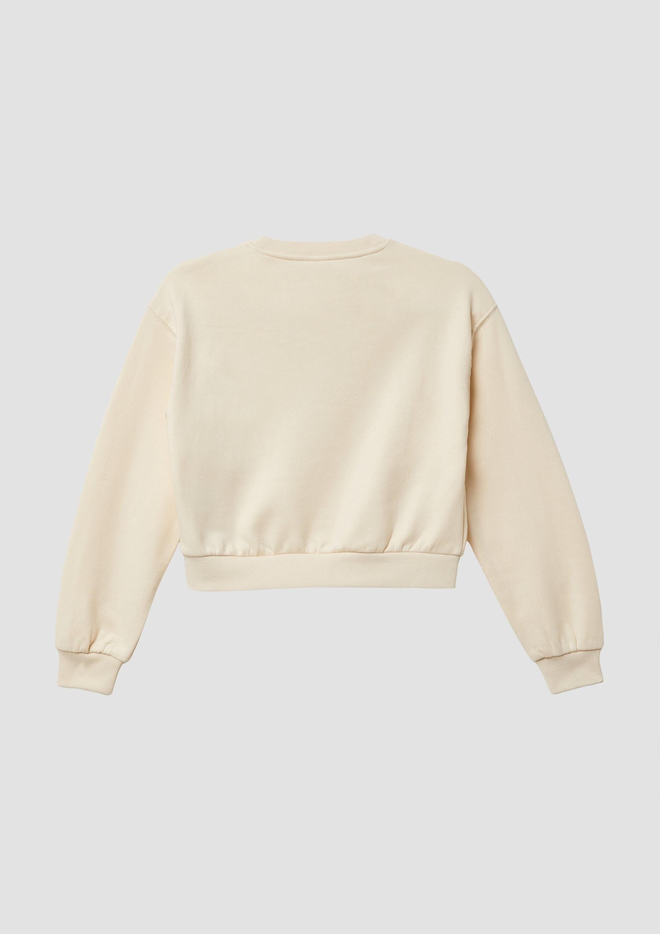 s.Oliver Sweatshirt Sweatshirt Kuscheliges Crop-Sweatshirt im Oversize Shape mit schimmerndem Print