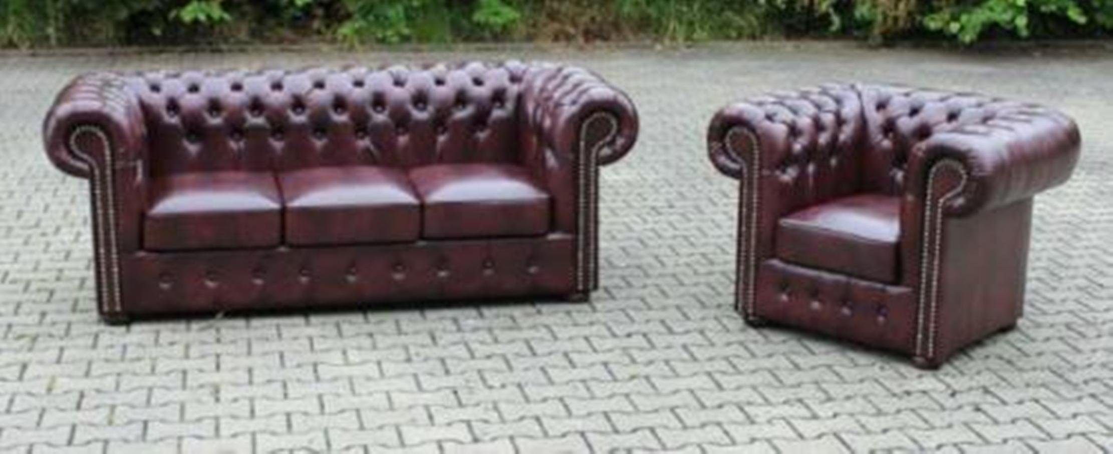 JVmoebel Chesterfield-Sofa, Sofagarnitur 3+1 Chesterfield Sofa Couch Ledersofa