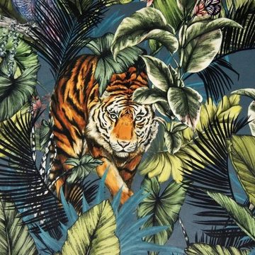 Stofferia Stoff Polsterstoff Samt-Digitaldruck Bengal Tiger Twilight, Breite 139 cm, Meterware