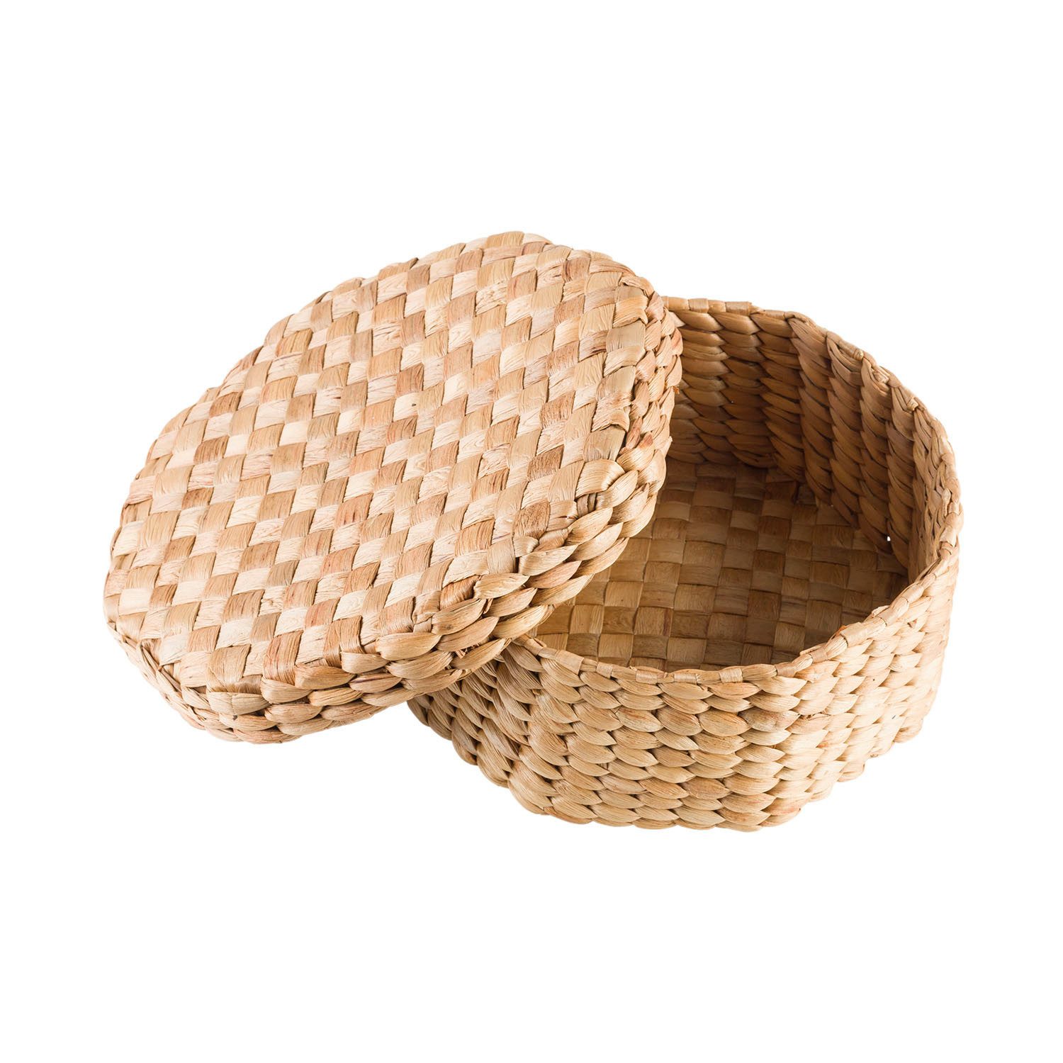 Aufbewahrungskorb Korb OCTA aus Wasserhyazinthe mit Deckel 28 cm creme eckig