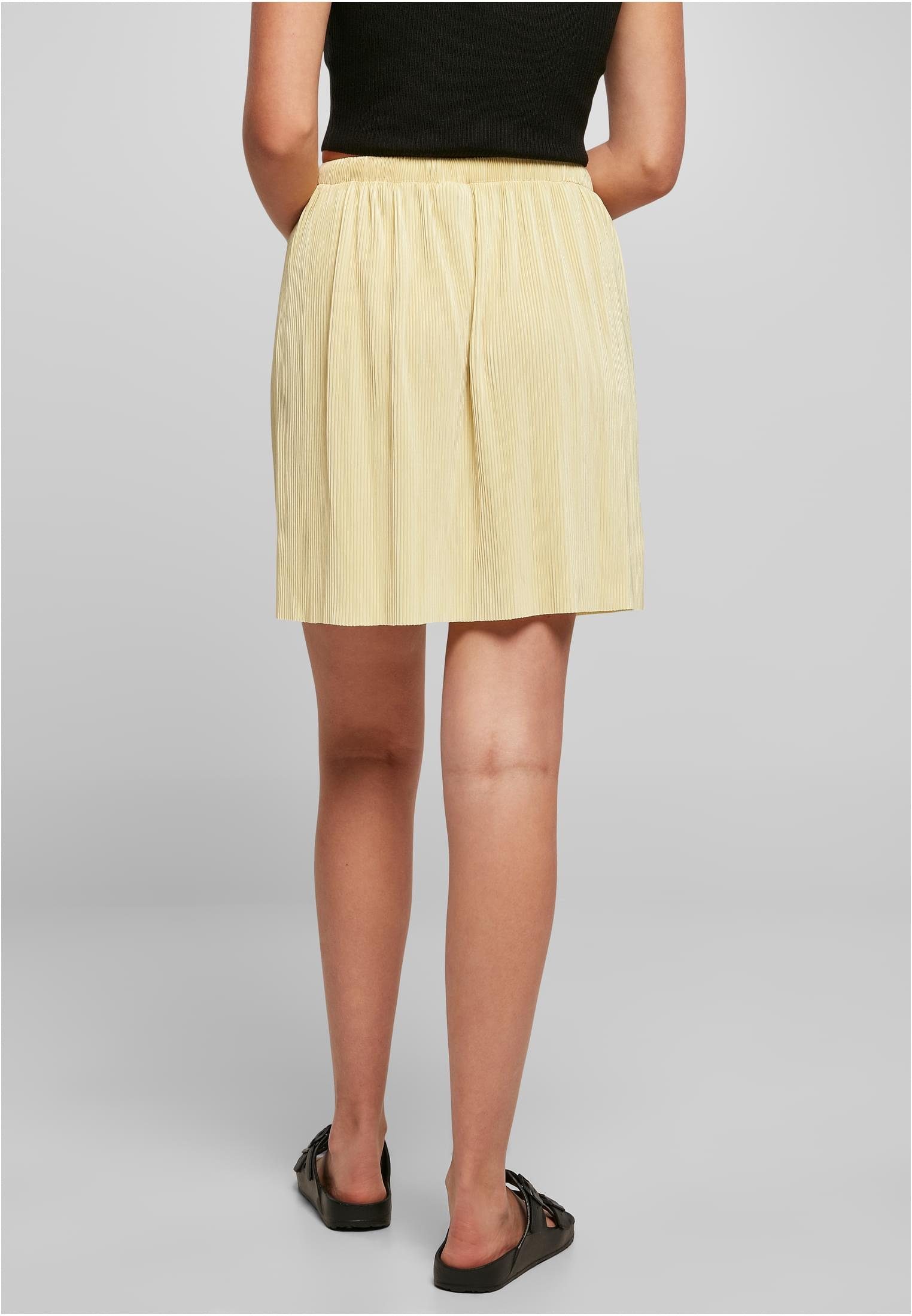 Skirt Mini Plisse URBAN CLASSICS Ladies Damen softyellow (1-tlg) Jerseyrock