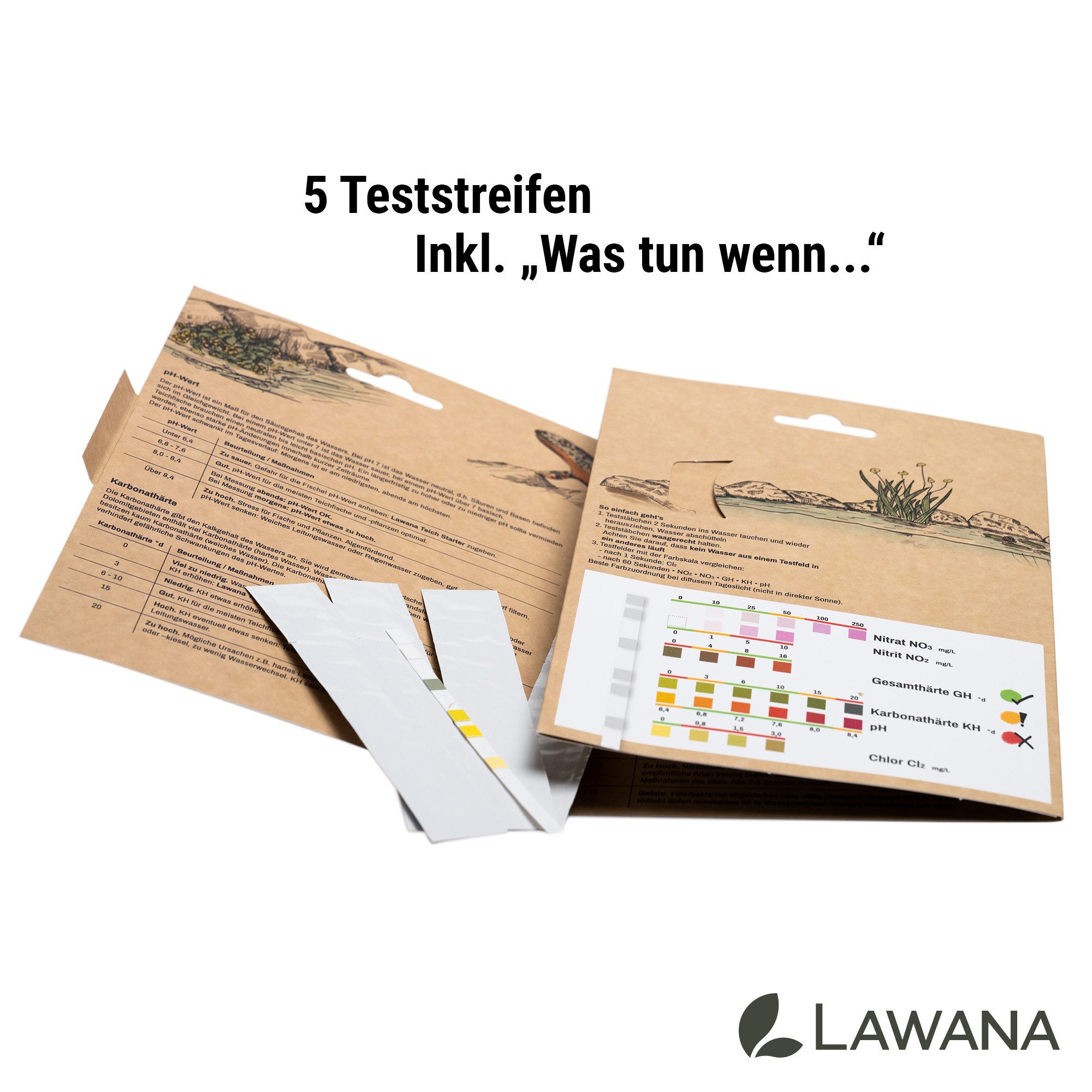 Lawana Teich-Wassertest Schnell Test, 6 Messparameter, 5-tlg.