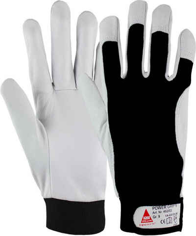 Hase Safety Gloves Lederhandschuhe Power Grip II Montagehandschuh aus Ziegenappaleder (Packung, VPE= 10 Paar, Gr 7- 12) Atmungsaktiv/Klett