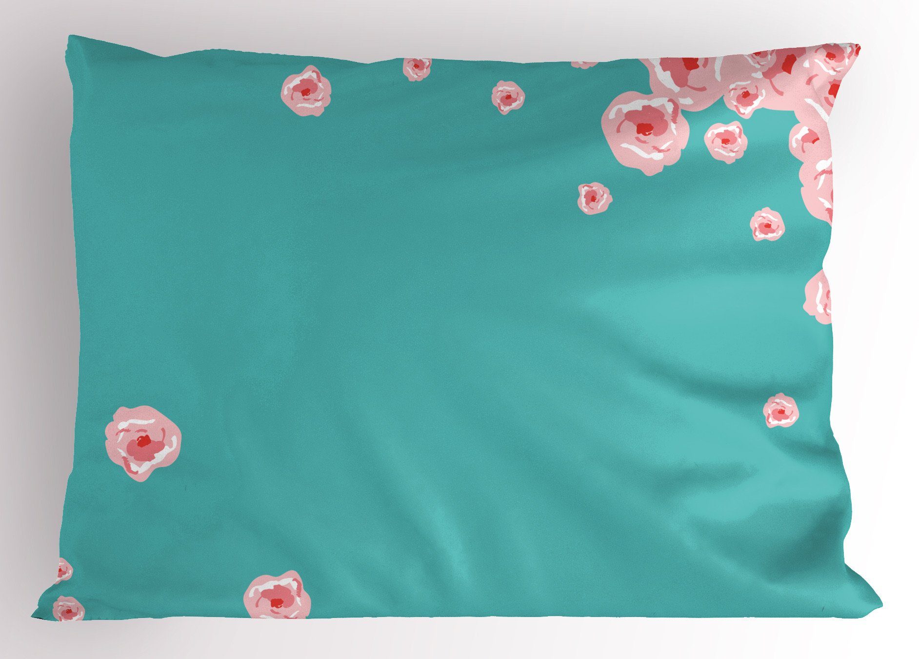 Dekorativer Romantisches Gedruckter King Und Pink Blau Stück), (1 Kissenbezüge Petals Size Standard Kissenbezug, Abakuhaus
