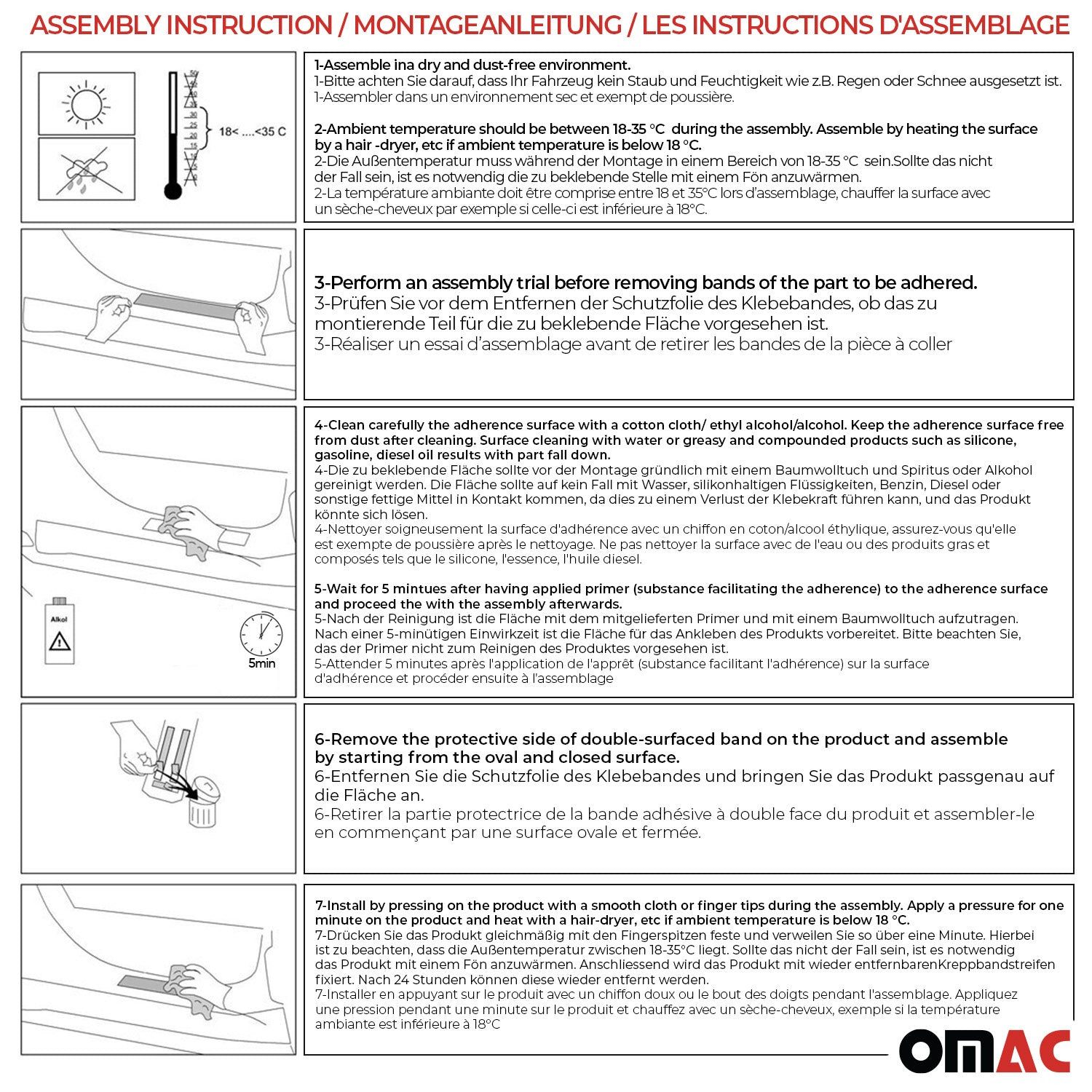 OMAC Zierleisten-Aufkleber Exclusive Chrom Einstiegsleisten Schutz Edelstahl 4x, Langlebig,Einfache Reinigung,Einfache Installation,Rostbeständig – Bild 4 von 5