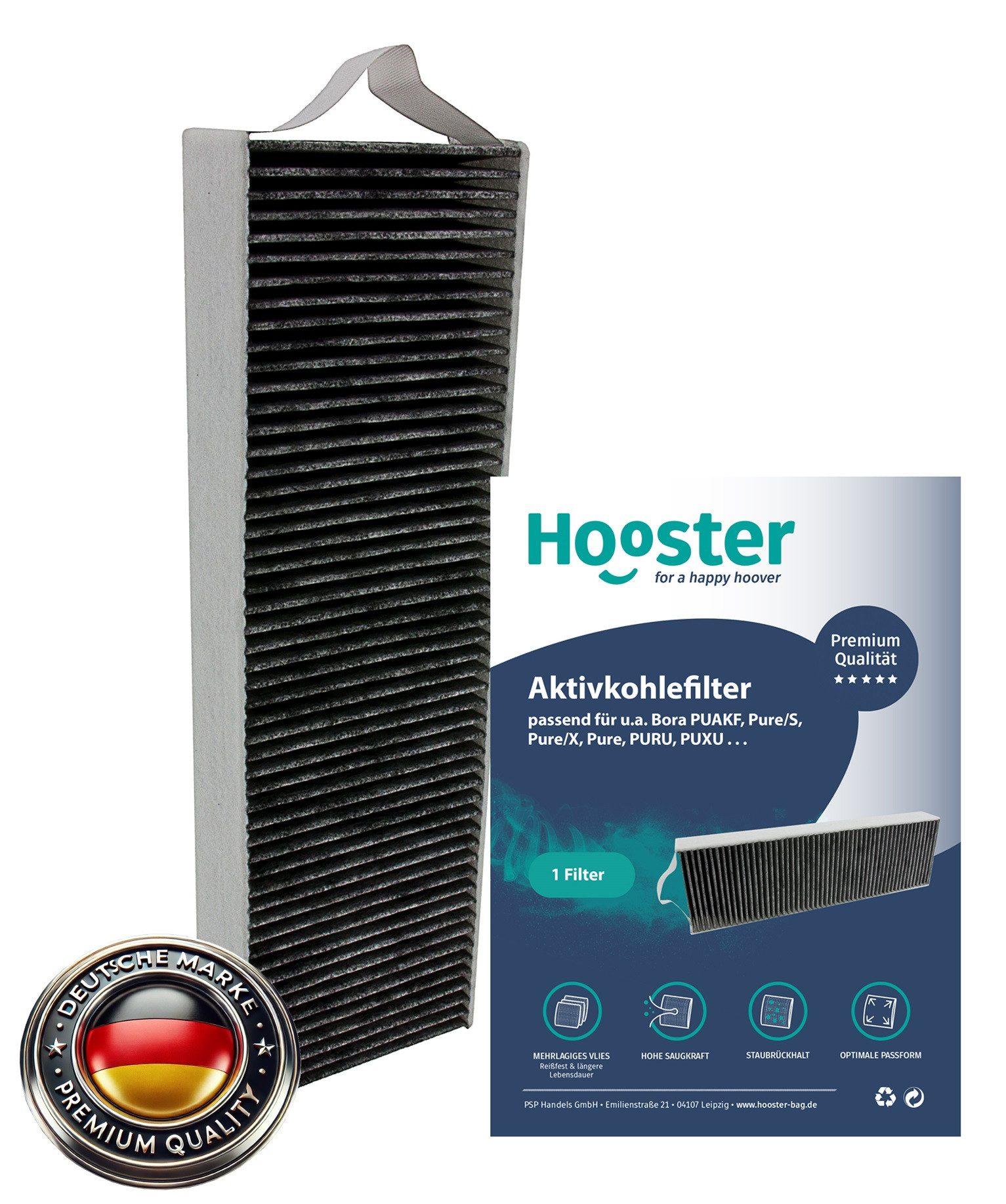 Hooster Luftfilter 1 Aktivkohlefilter für Bora Pure PUAKF, Filter kompatibel mit Bora Kochfeld PURU oder PUXU