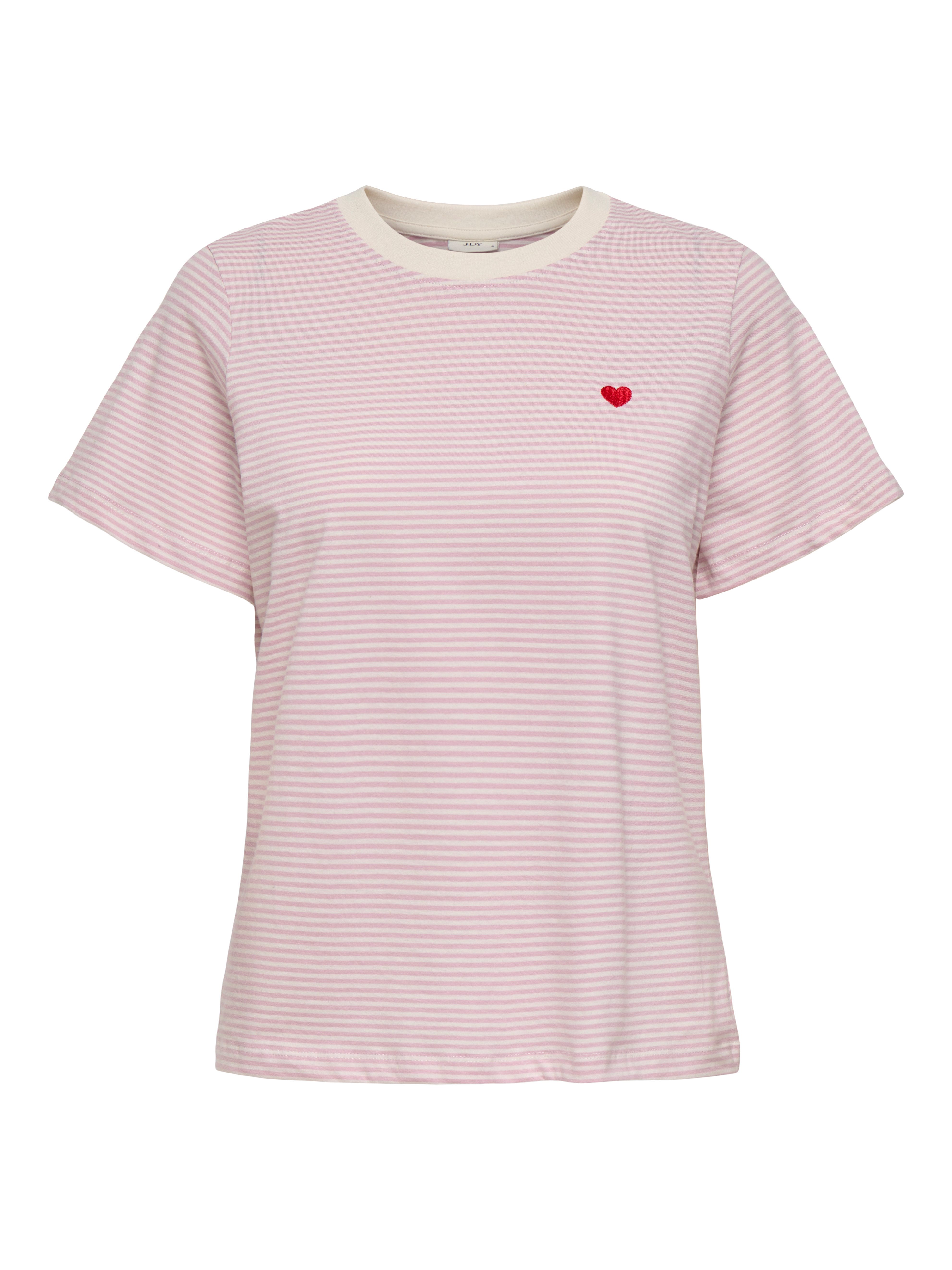 JDY Kurzarmshirt JDYPISA S/S PRINT TOP JRS NOOS mit Herz Stickerei günstig online kaufen