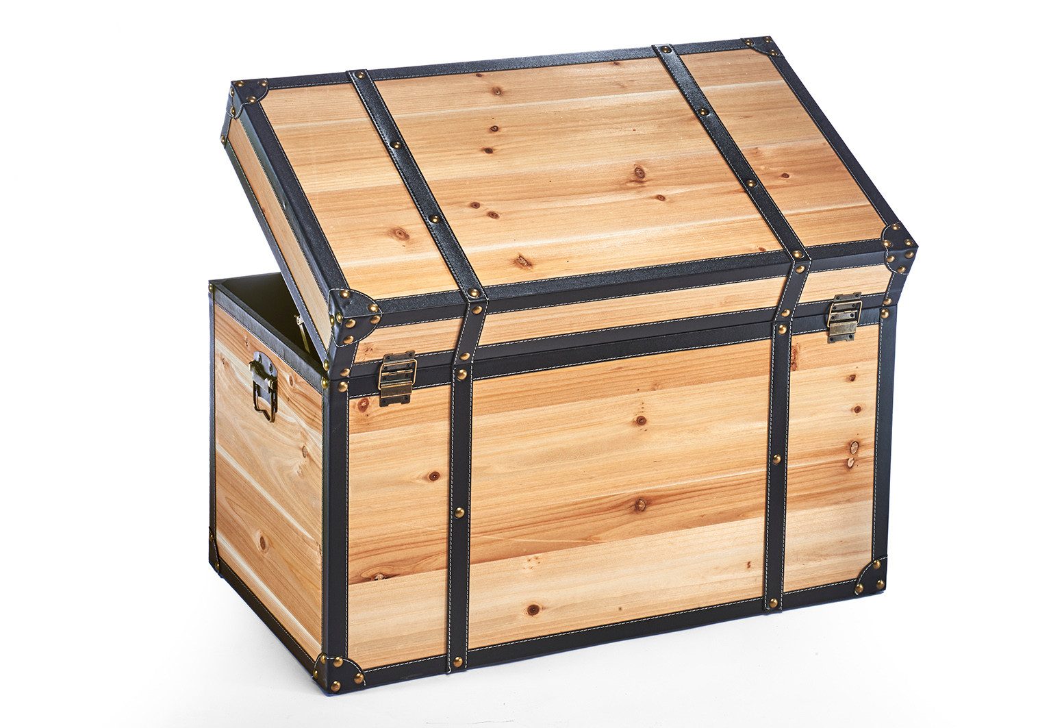 Kobolo Truhe Schatztruhe Holztruhe FLORENCE mit Details Größe L
