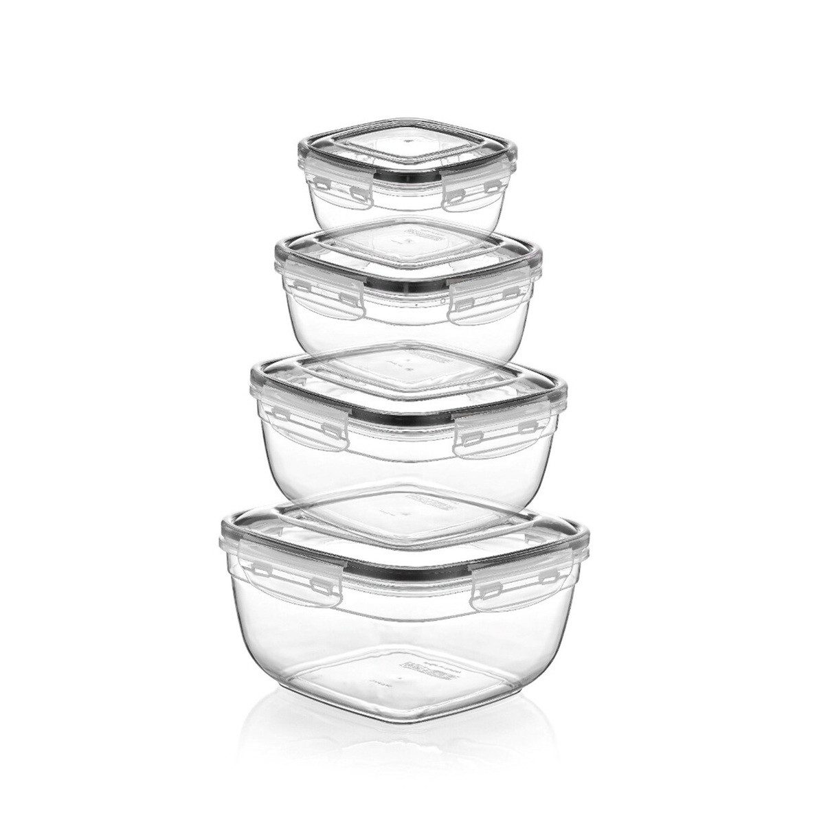 Michelino Frischhaltedose Nora 4er-Set, Quadratisch - luft- & wasserdicht, Kunststoff, (8-tlg)