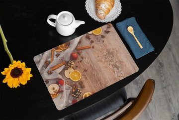 Platzset, Tischset Weihnachtsgewürze Holzbrett Tischunterlage Tischdeko, matches21 HOME & HOBBY, (1-St), modernes Esstisch Platzdeckchen als abwaschbarer Tischuntersetzer