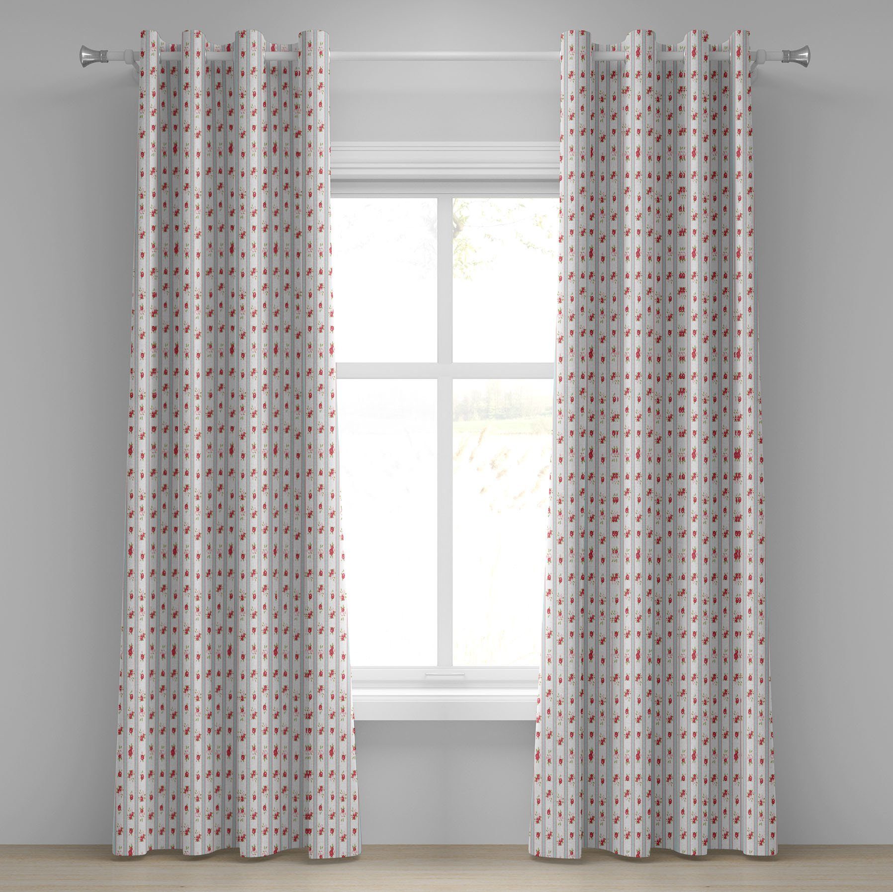Gardine Dekorative 2-Panel-Fenstervorhänge für Schlafzimmer Wohnzimmer, Abakuhaus, Shabby Chic Rose Blooms
