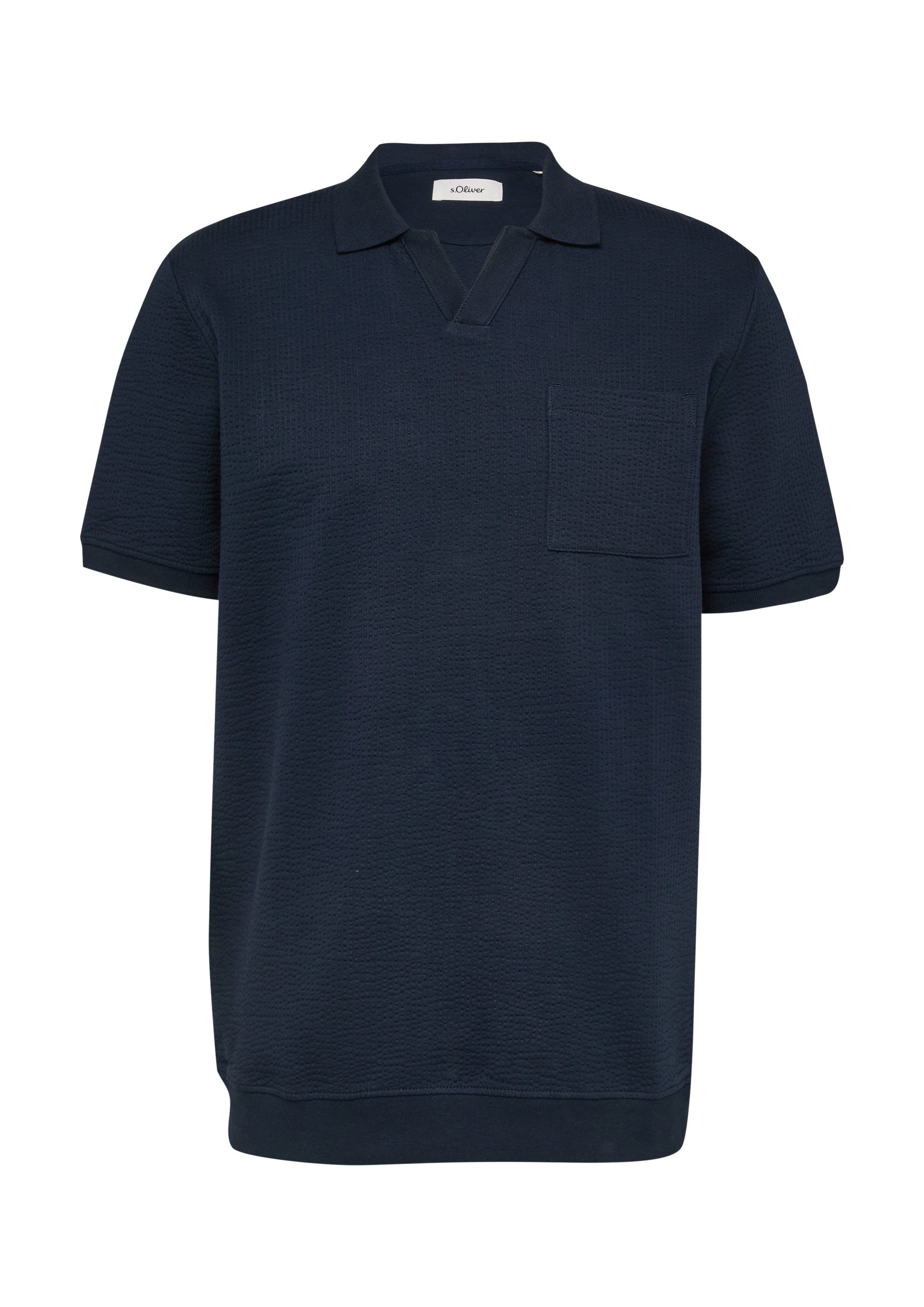 s.Oliver Kurzarmshirt Polo-Shirt Strukturiertes Poloshirt mit Brusttasche