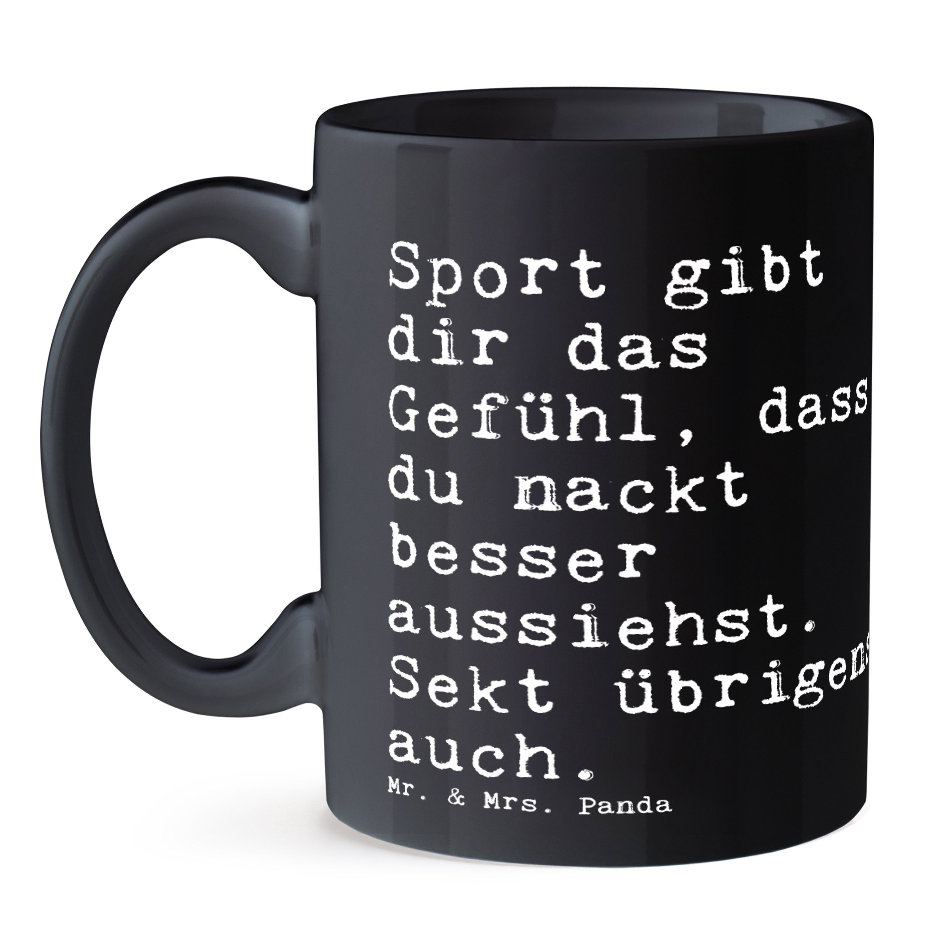 Keramik Schwarz nackt, - Tasse Mrs. - Panda Schwarz Tee, gibt dir & Mr. Sport das... lustig, Spruc, Geschenk,