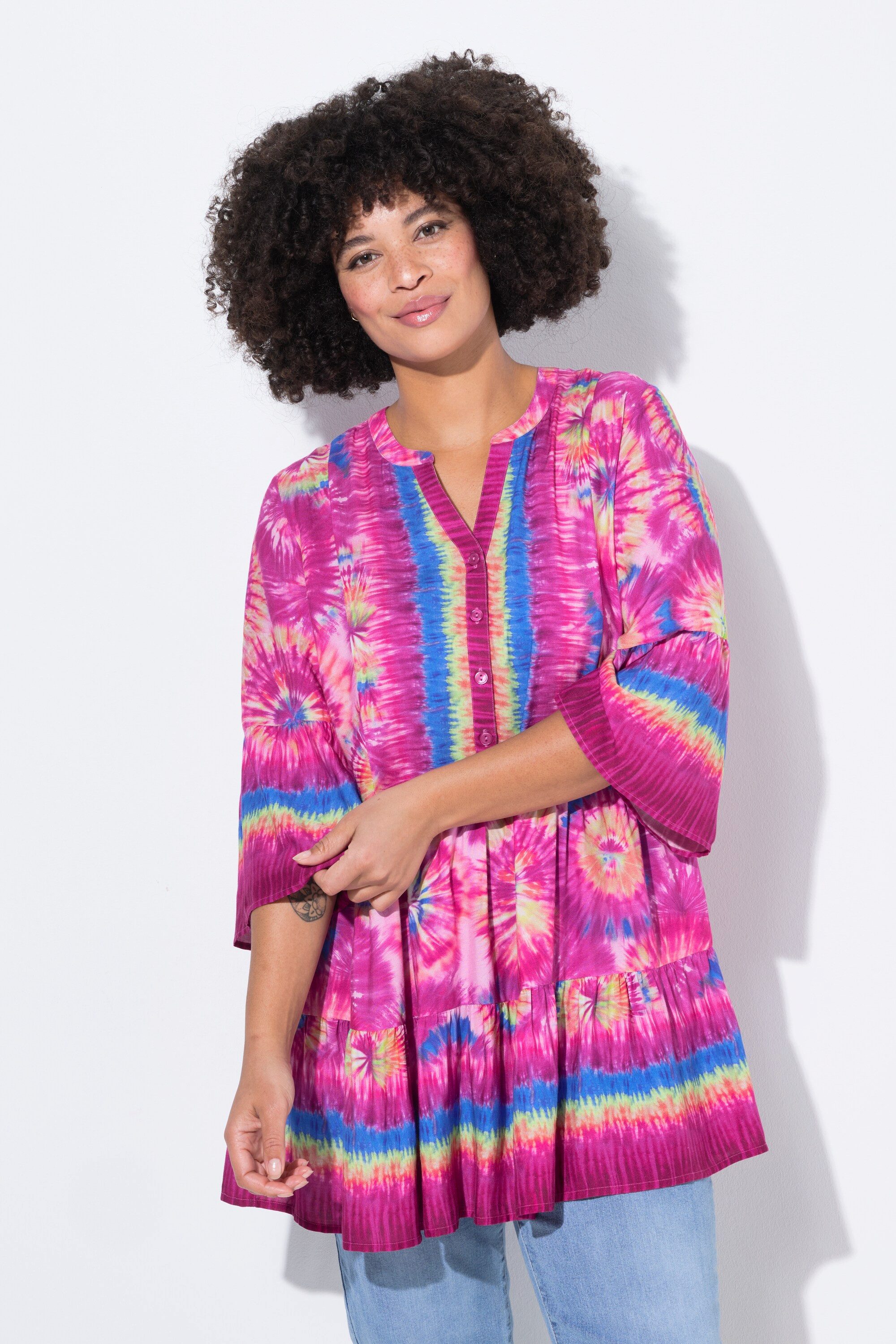 Angel of Style Tunika Tunika Blütenmuster Stehkragen Knopfleiste günstig online kaufen