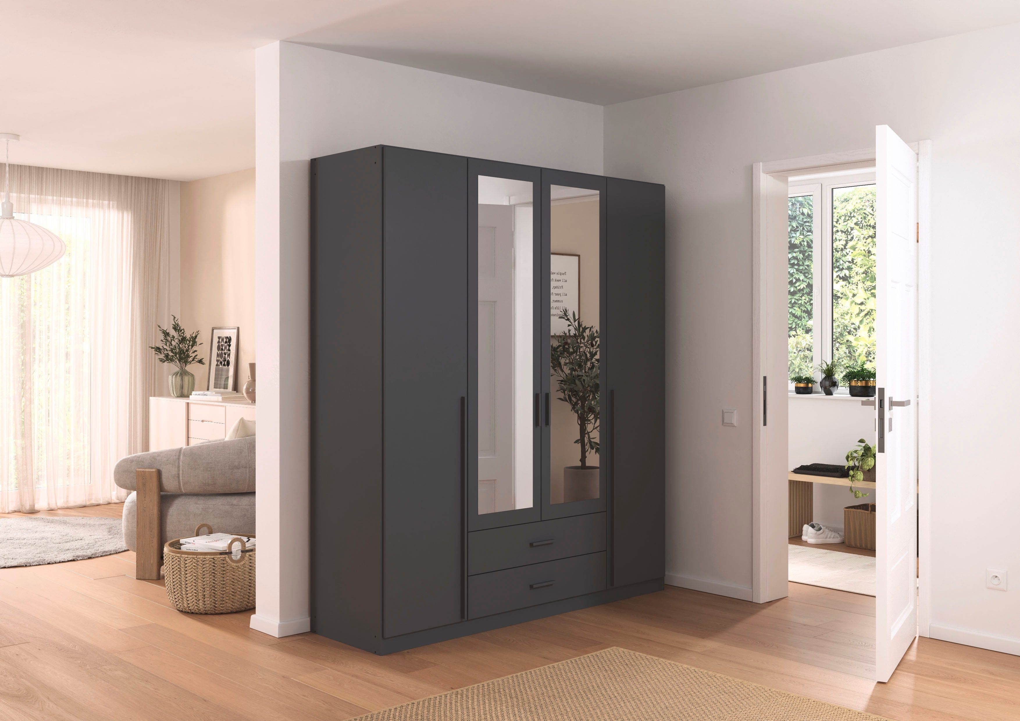 rauch Kleiderschrank Schrank Garderobe Ankleide GAMMA Breiten 91/136/181/226/271/315/360 cm (in 3 Ausstattungen BASIC/CLASSIC/PREMIUM (inkl. SOFT-CLOSE-Funktion – Bild 2 von 5
