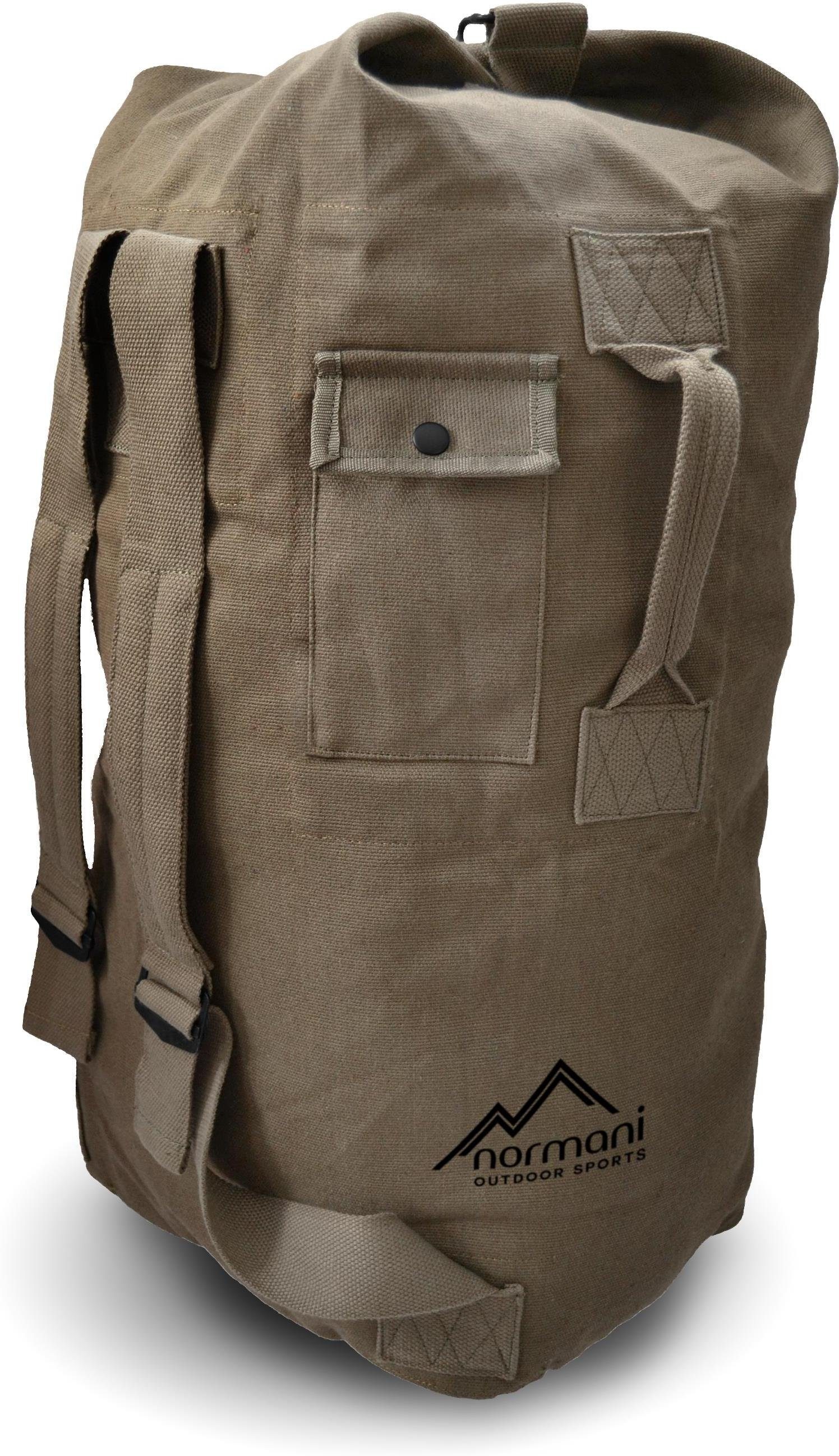 normani Packsack Canvas-Seesack 90 l Submariner 90, Duffle Bag Rucksack mit Doppelgurt und Metallverschluss