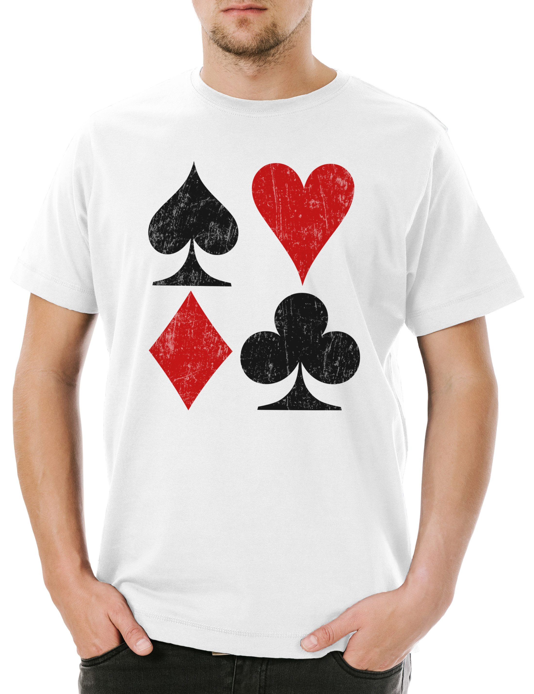 Print-Shirt Card Symbols Herren T-Shirt Ace Spades Poker Casino Karten Pik Ass Las