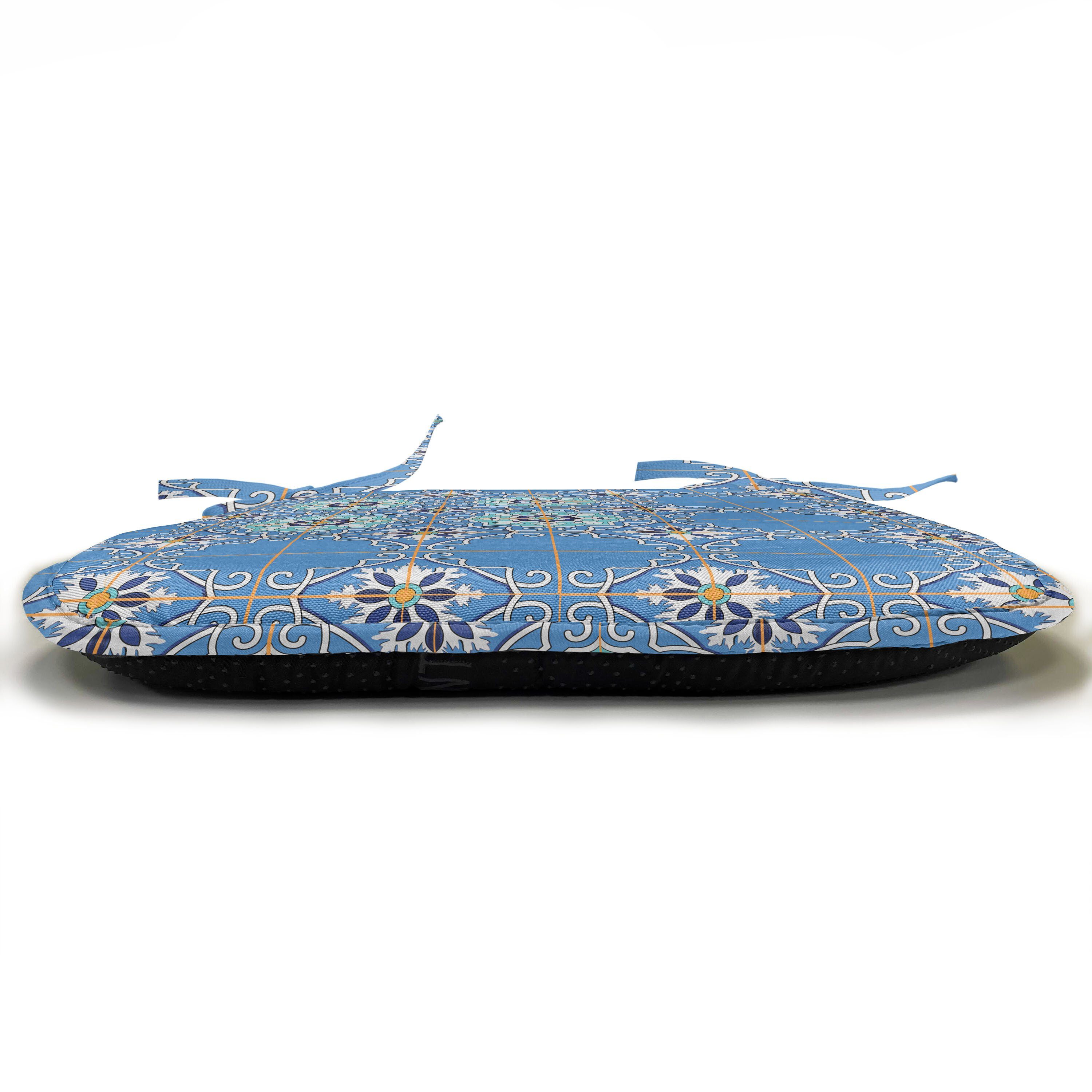 Dekoratives Kissen für Stuhlkissen mit wasserfestes Riemen Abakuhaus Patchwork-Art-Blau marokkanisch Küchensitze,