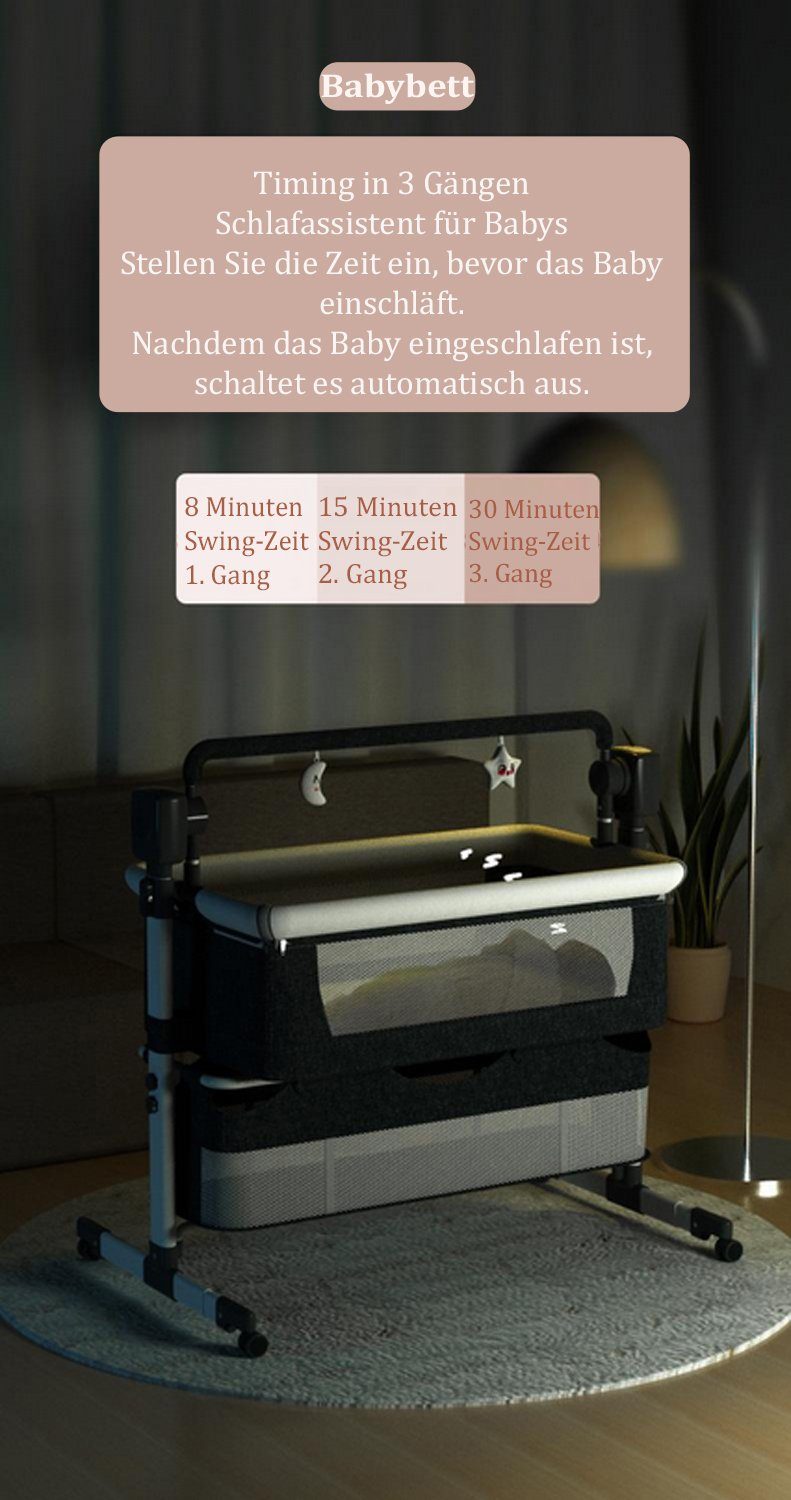 TPFFamily Beistellbett Babybett Babywiege mit Soundsystem und automatischer Wiegefunktion, Babybett Reisebett mit Soundsystem und automatischer Wiegefunktion