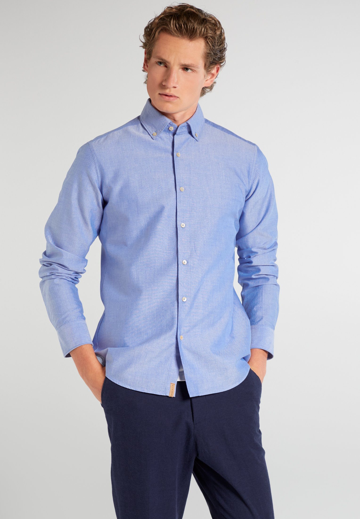 Eterna Langarmhemd SLIM FIT, klassisches Langarm Hemd mit  Modern-Button-Down-Kragen